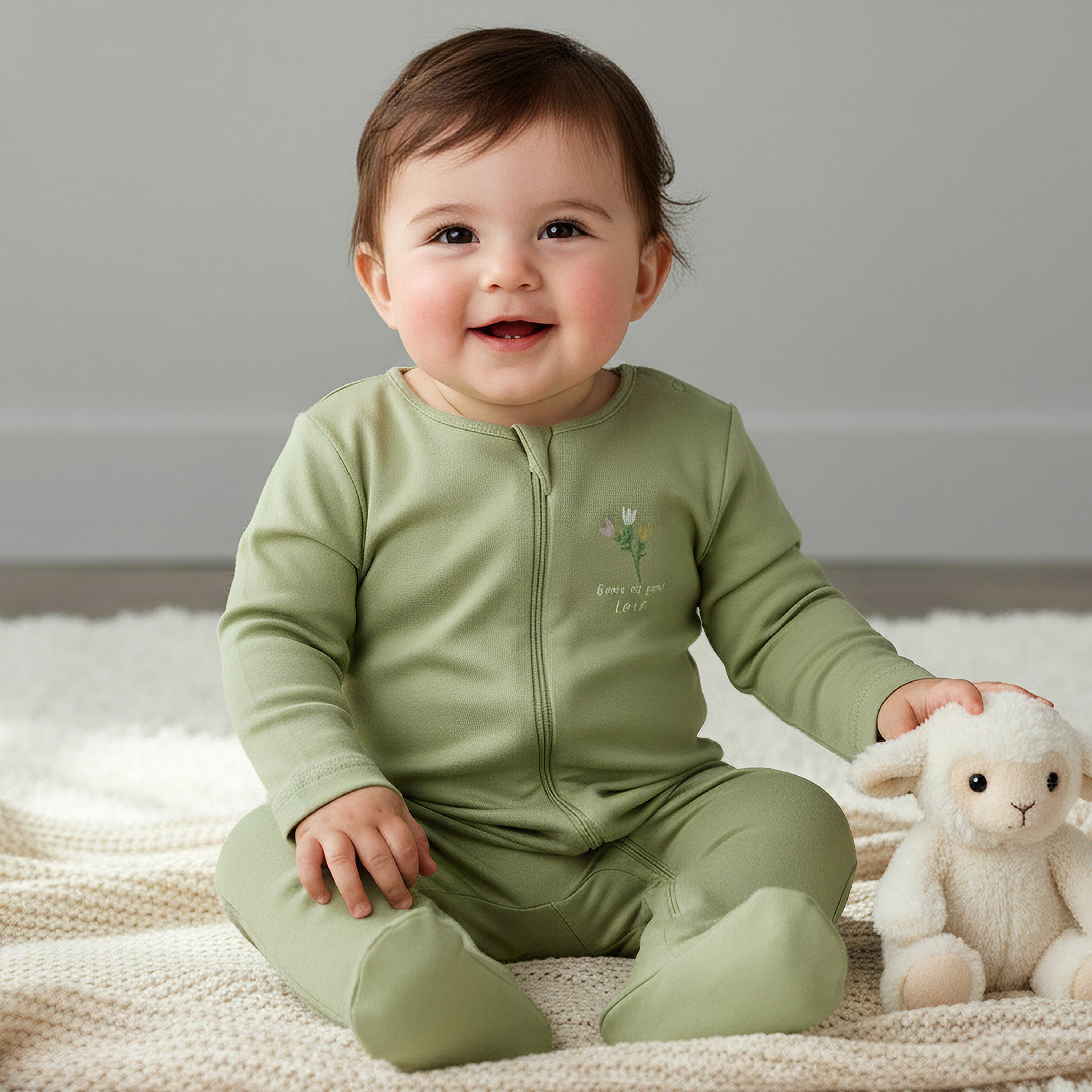 Pack of 5 Juniors Cotton Crew Neck Long Sleeves Sleepsuit with Zip Closure-baby-girls-clothing-nightwear-sleepsuits-image-2