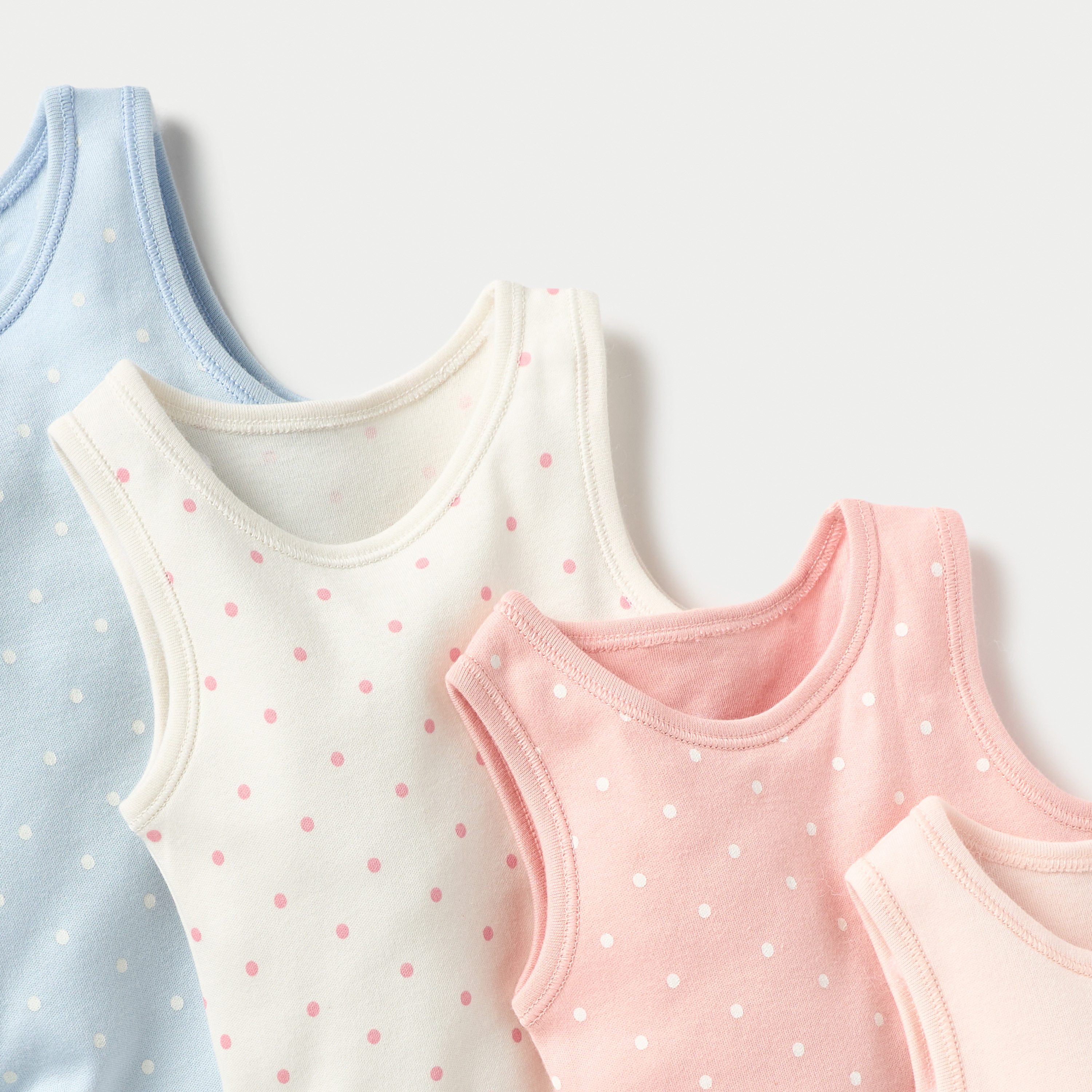 Juniors Polka Dot Print Sleeveless Bodysuit with Button Closure - Set of 5-baby-girls-clothing-bodysuits-image-3