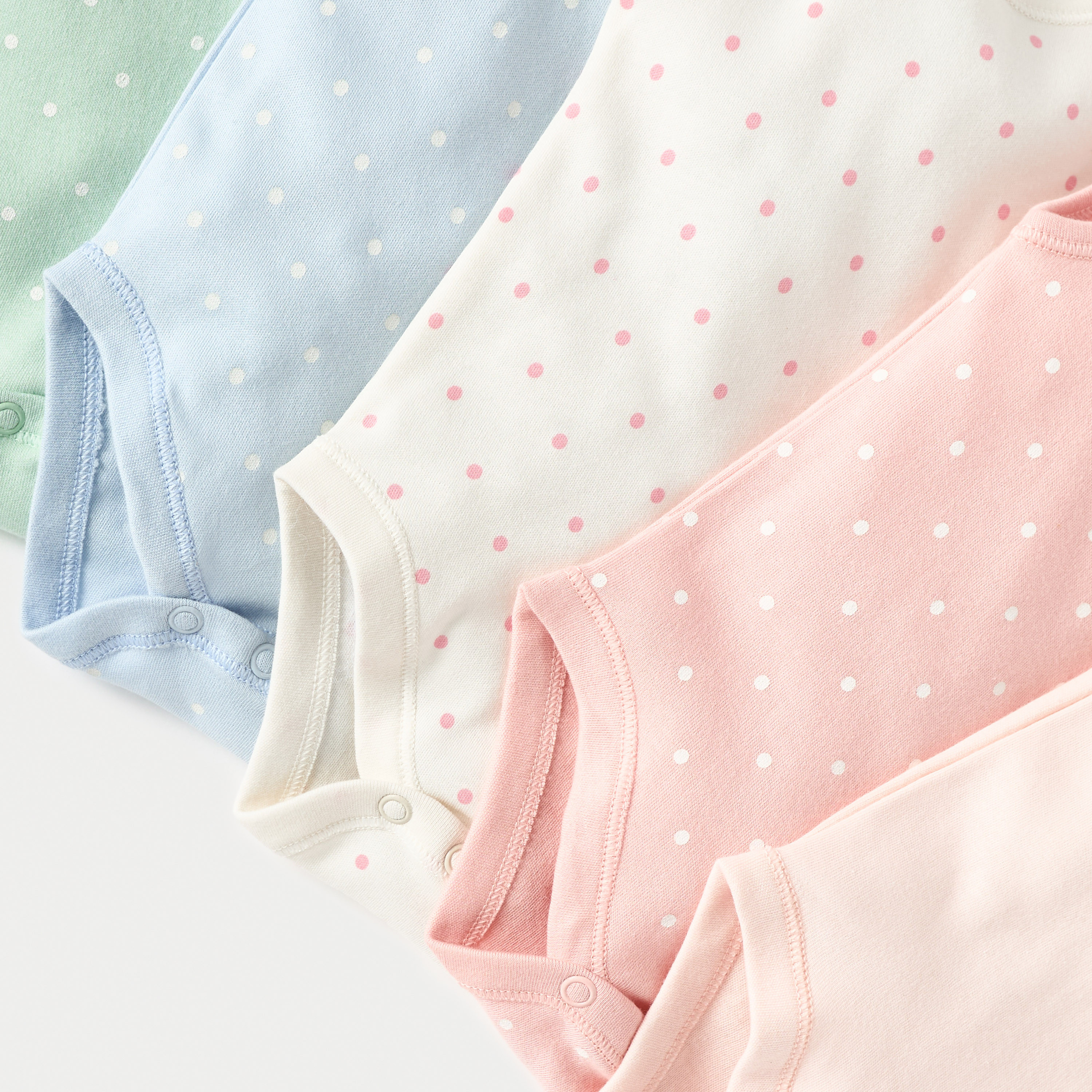 Juniors Polka Dot Print Sleeveless Bodysuit with Button Closure - Set of 5-baby-girls-clothing-bodysuits-image-4
