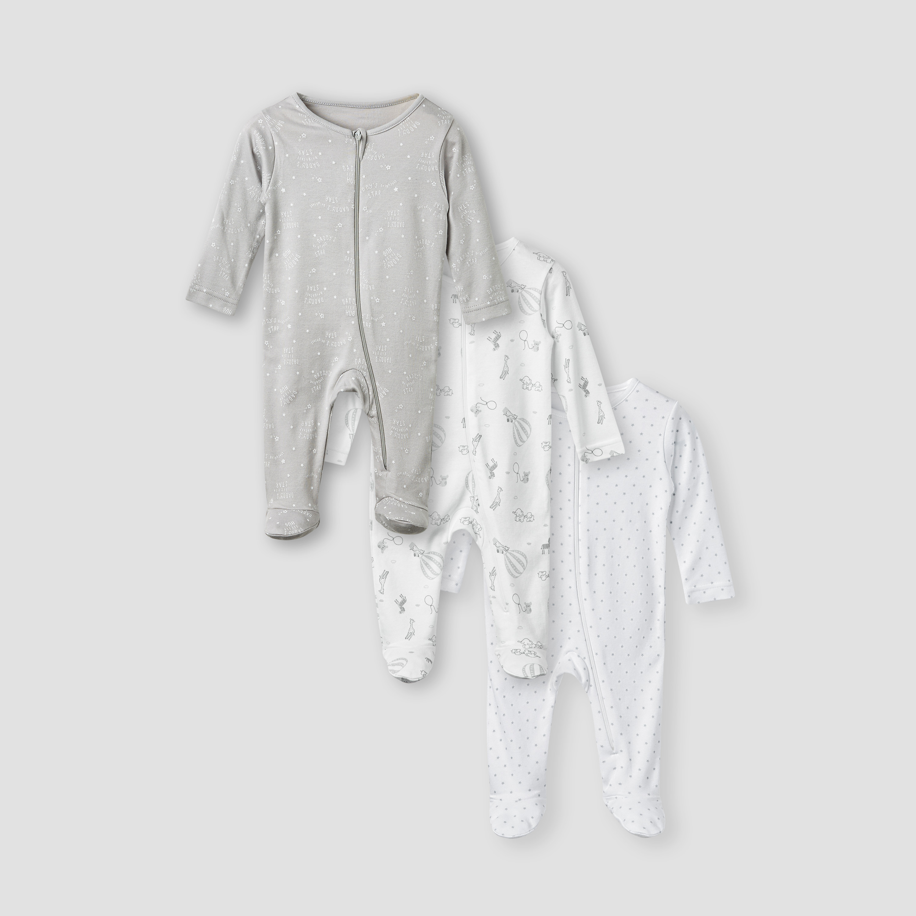 Juniors Printed Sleepsuit with Long Sleeves - Set of 3-baby-boys-clothing-nightwear-sleepsuits-image-1