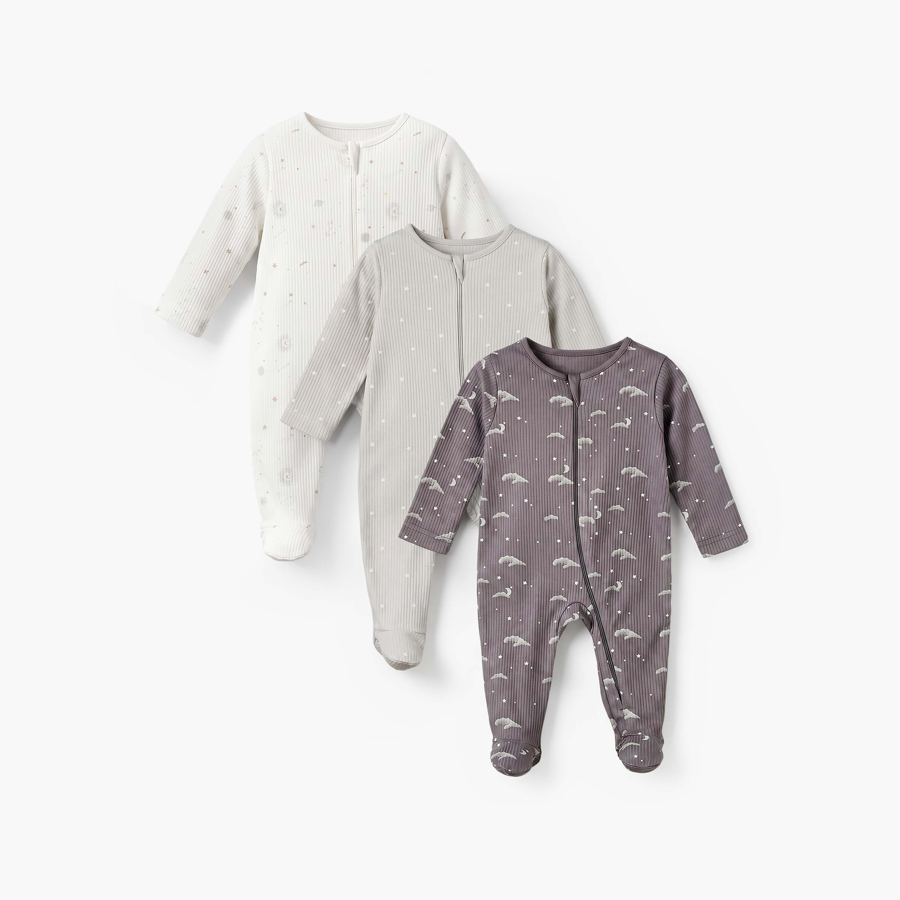 طقم بدلة نوم قطن برقبة مستديرة وأكمام وسحاب إغلاق 3 قطع من جونيورز-baby-boys-clothing-nightwear-sleepsuits-image-1