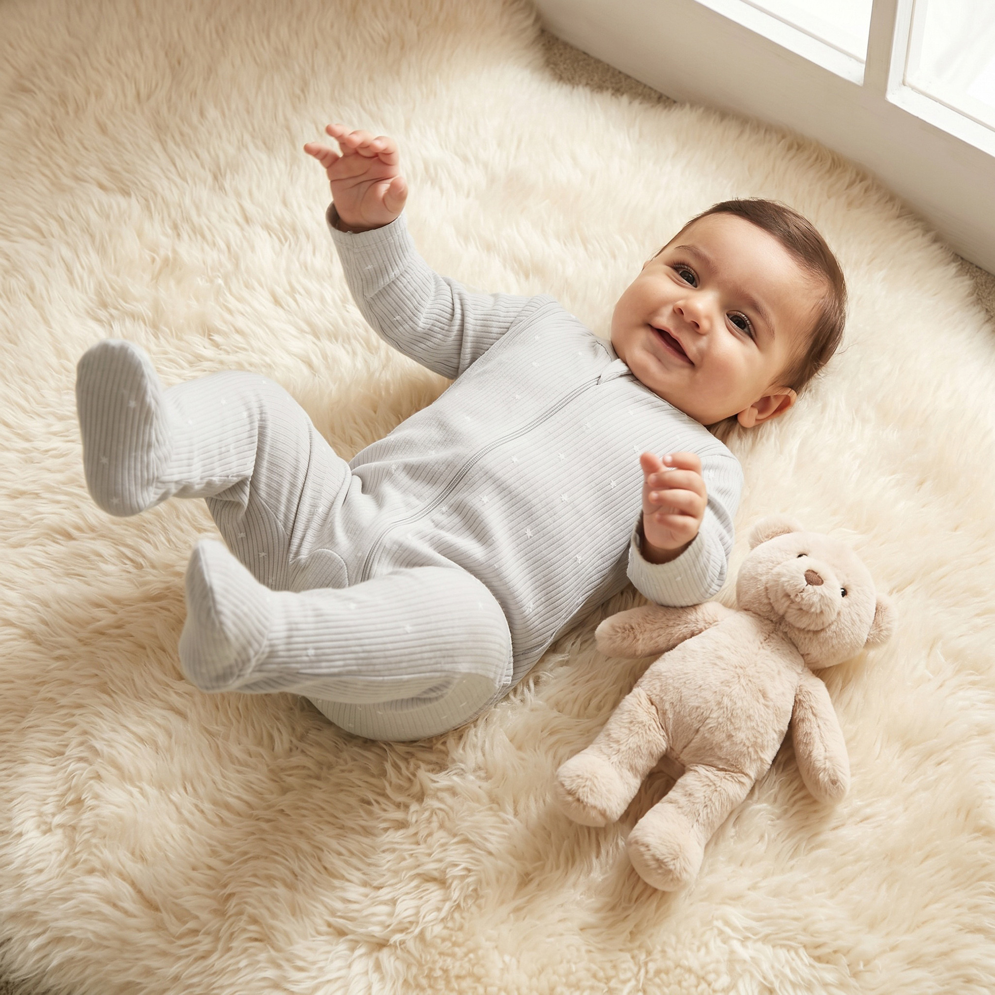 طقم بدلة نوم قطن برقبة مستديرة وأكمام وسحاب إغلاق 3 قطع من جونيورز-baby-boys-clothing-nightwear-sleepsuits-image-2
