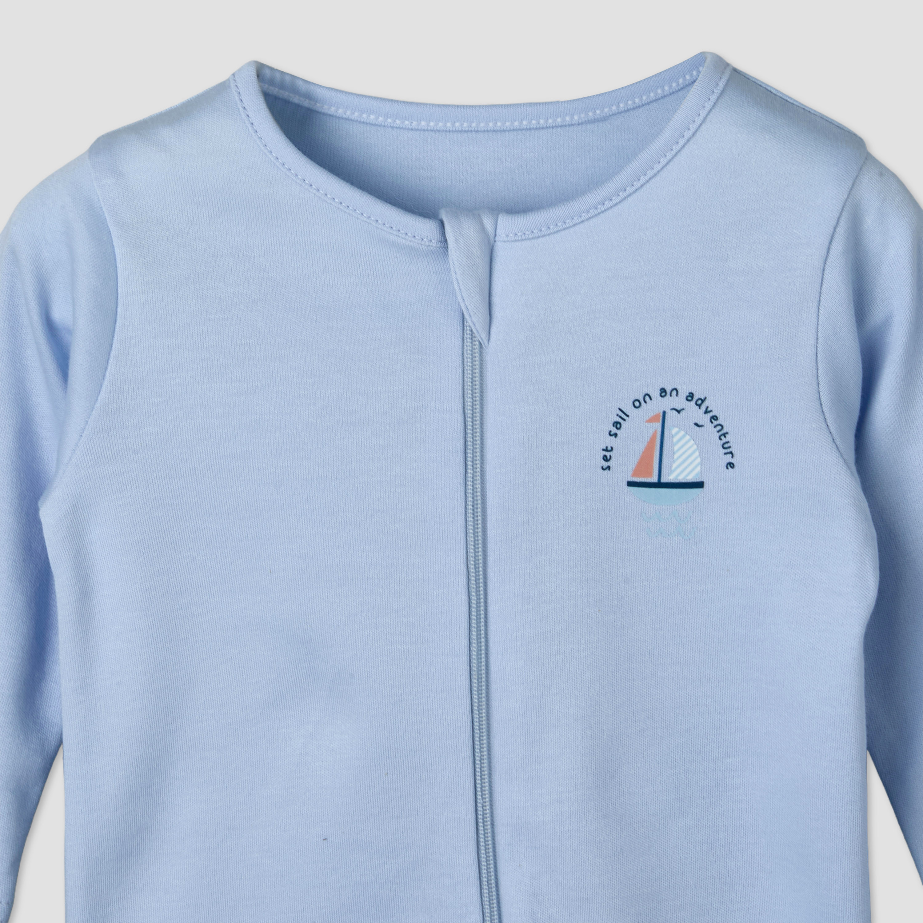 Pack of 5 Juniors Cotton Round Neck Long Sleeves Sleepsuit with Zip Closure-baby-boys-clothing-nightwear-sleepsuits-image-8