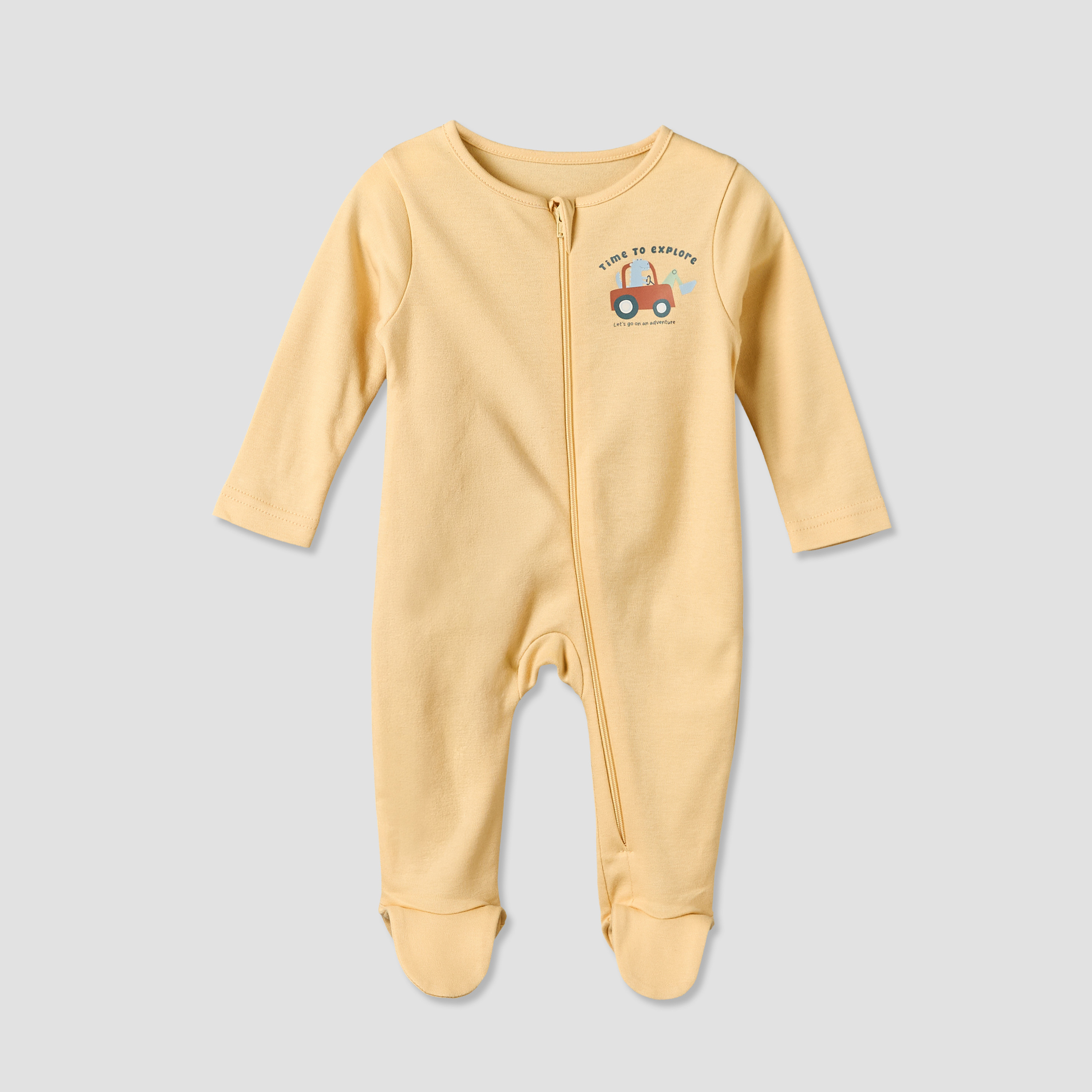 بدلات نوم قطن بياقة ضيقة وسحاب إغلاق وأكمام طويلة من جونيورز - عبوة 3 قطع-baby-boys-clothing-nightwear-sleepsuits-image-2