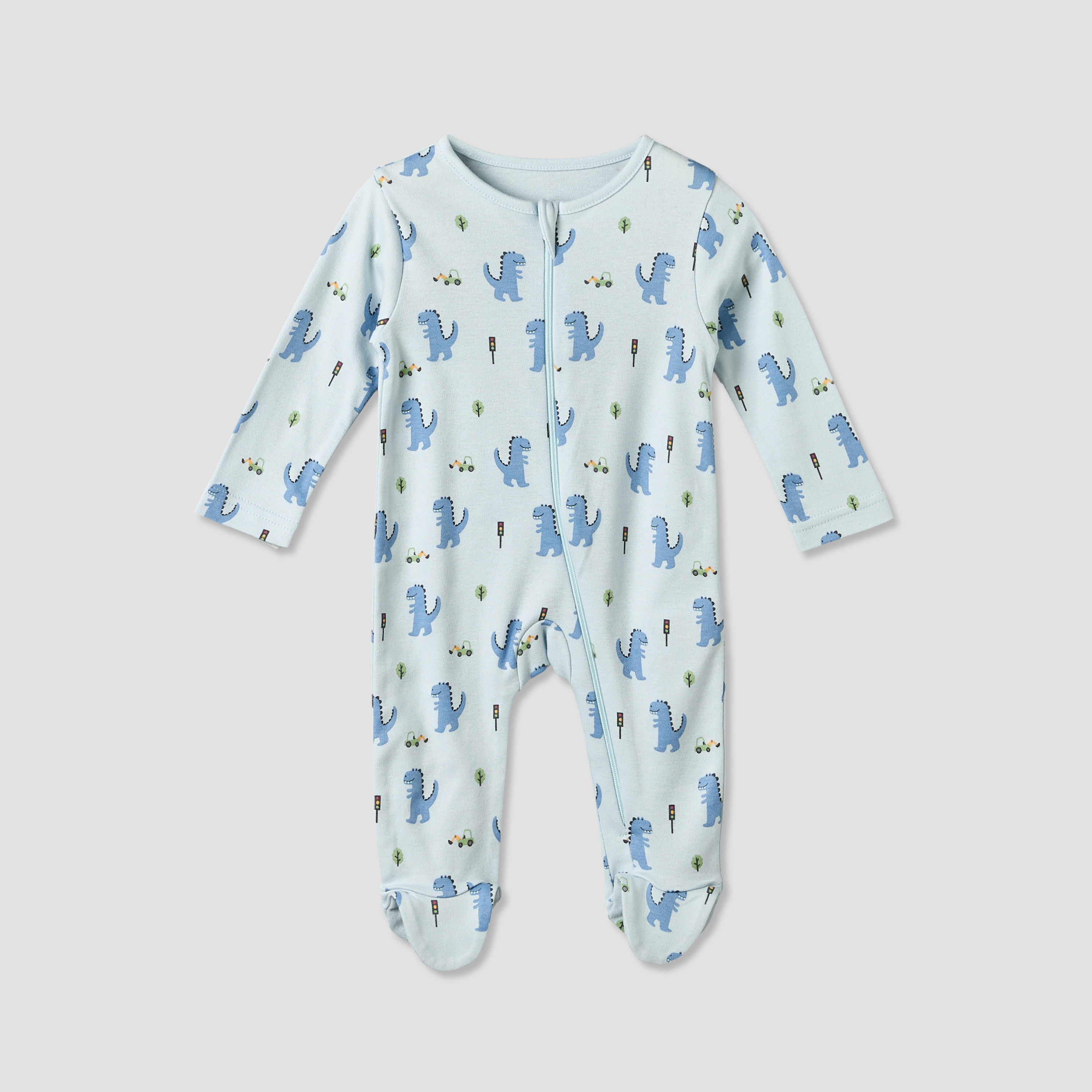 بدلات نوم قطن بياقة ضيقة وسحاب إغلاق وأكمام طويلة من جونيورز - عبوة 3 قطع-baby-boys-clothing-nightwear-sleepsuits-image-4