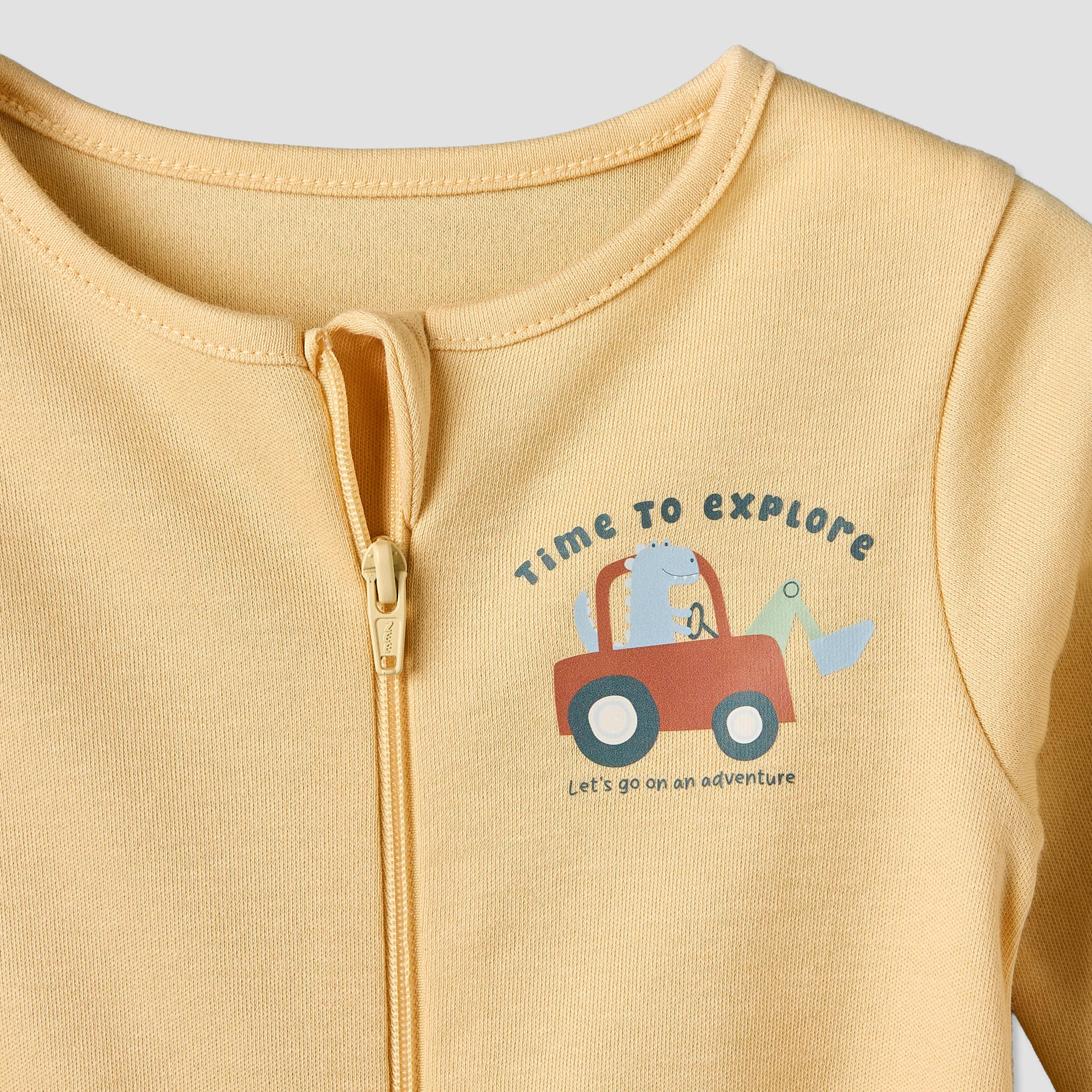 بدلات نوم قطن بياقة ضيقة وسحاب إغلاق وأكمام طويلة من جونيورز - عبوة 3 قطع-baby-boys-clothing-nightwear-sleepsuits-image-6