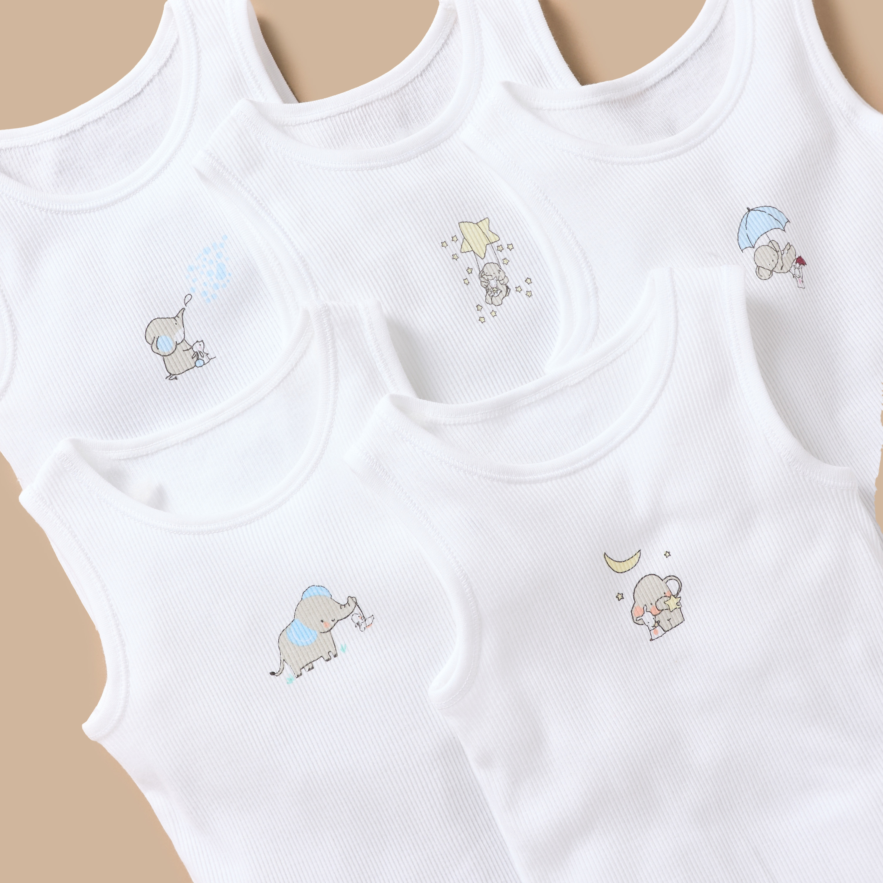 بودي سوت دون أكمام بطبعات فيل وأزرار إغلاق كبّاسة من جونيورز - طقم 5 قطع-promo_babyshop_Buy2for1025_KWT130126-image-2