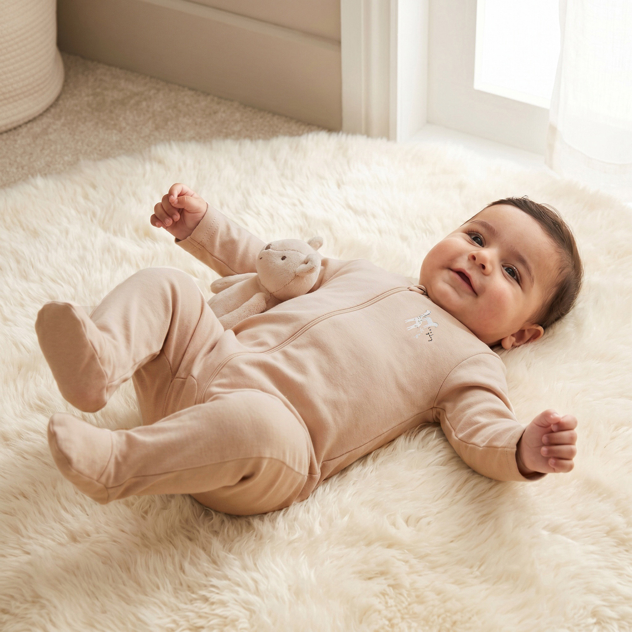 طقم بدلة نوم قطن برقبة مستديرة وأكمام طويلة وسحاب إغلاق 5 قطع من جونيورز-baby-boys-clothing-nightwear-sleepsuits-image-2