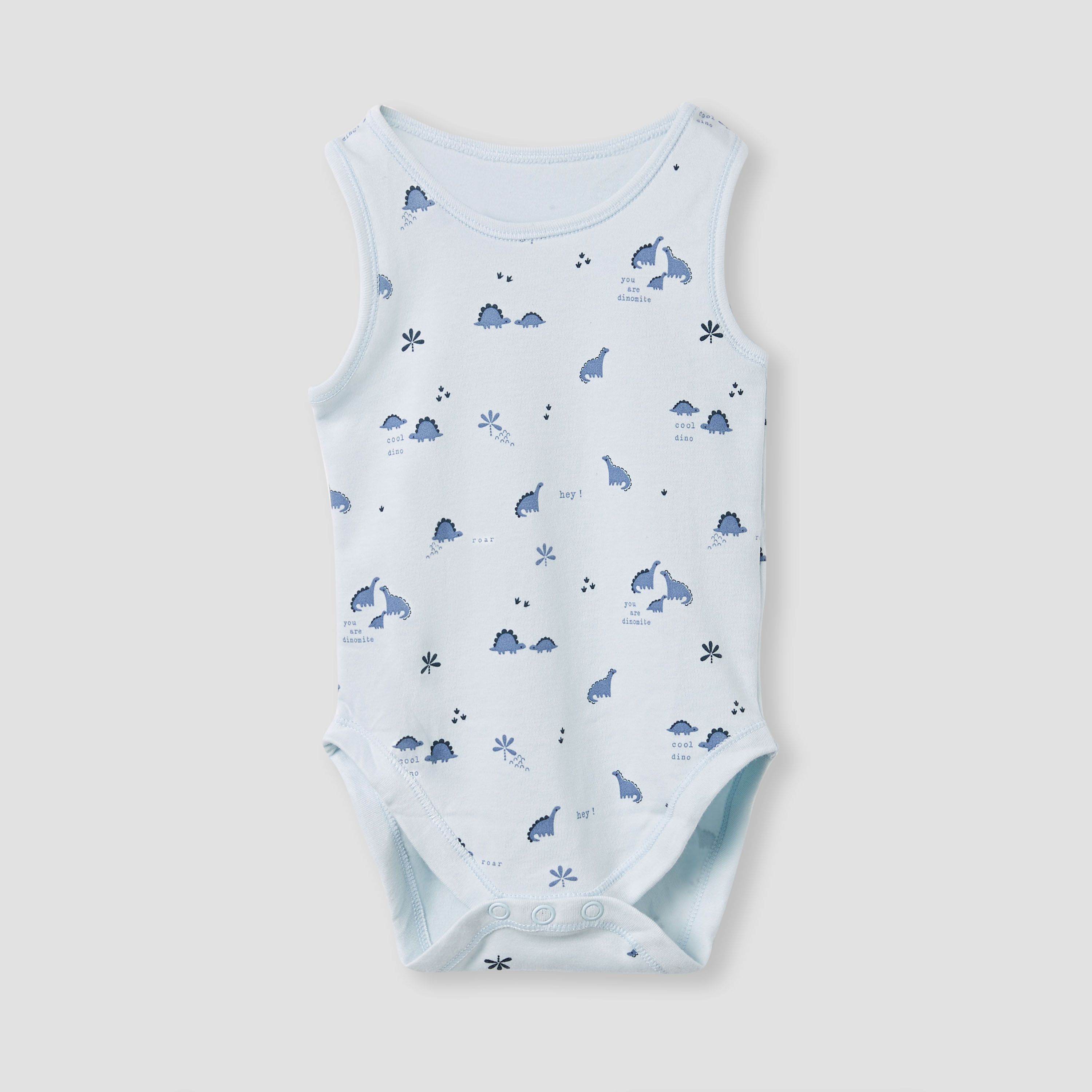 Juniors Dinosaur Print Sleeveless Bodysuit - Set of 7-baby-boys-clothing-bodysuits-image-3