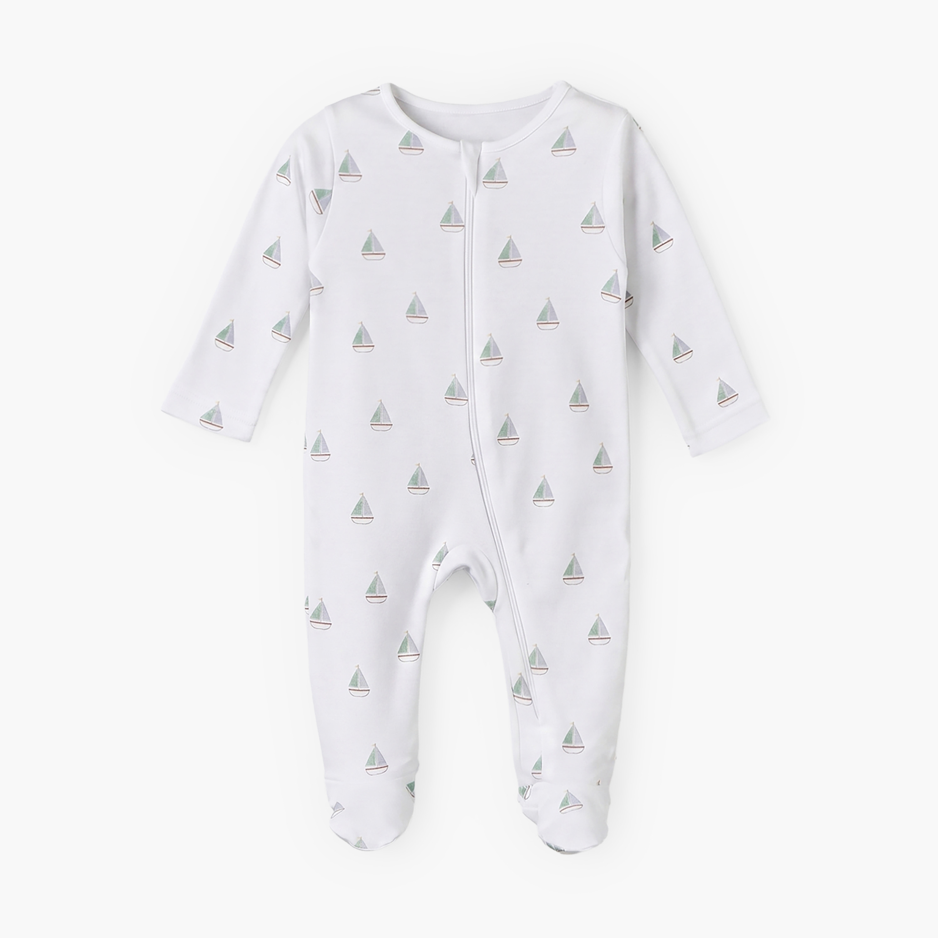 طقم رومبر قطن بياقة دائرية وأكمام طويلة مع سحاب إغلاق للبنات - 5 قطع-baby-boys-clothing-nightwear-sleepsuits-image-6