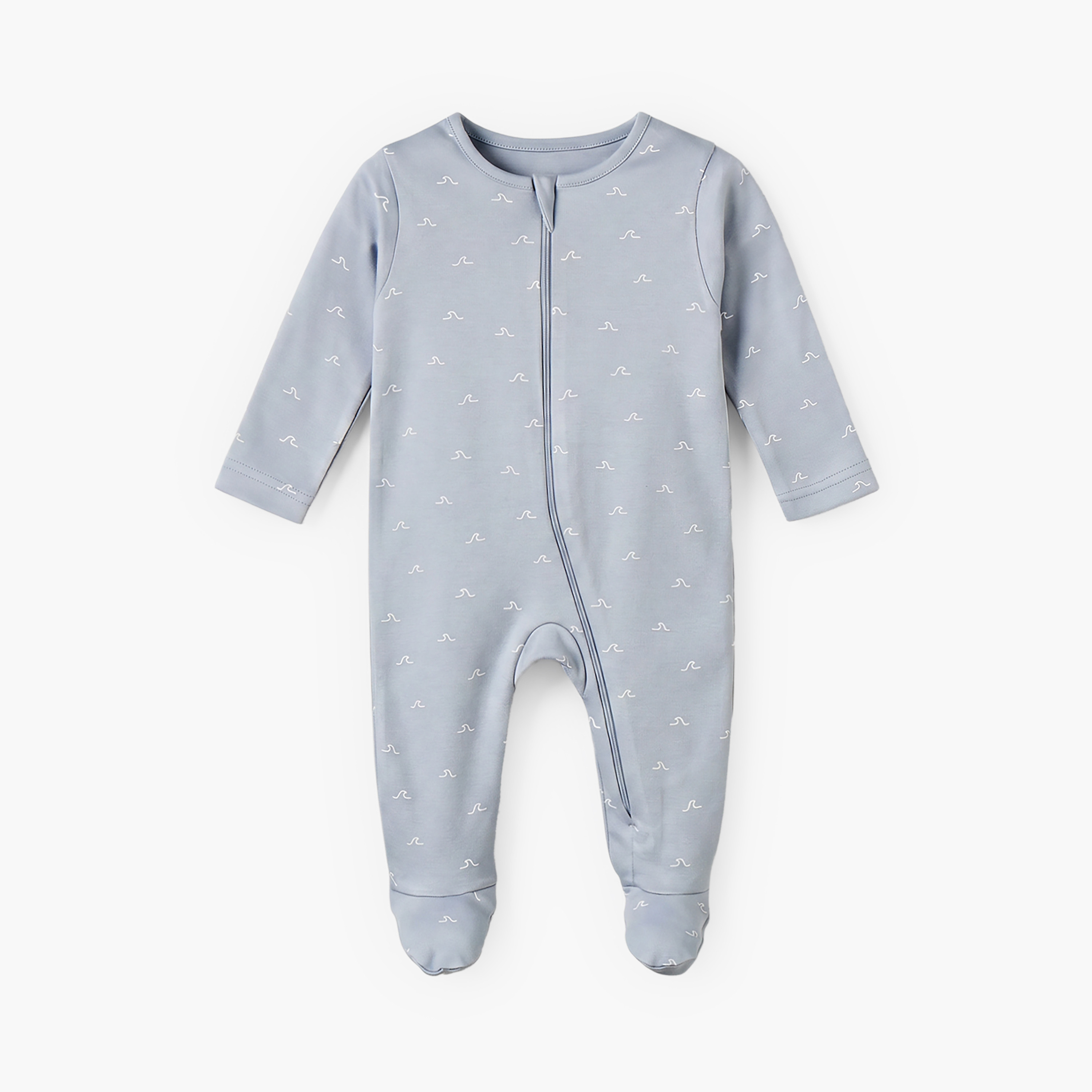 طقم رومبر قطن بياقة دائرية وأكمام طويلة مع سحاب إغلاق للبنات - 5 قطع-baby-boys-clothing-nightwear-sleepsuits-image-7