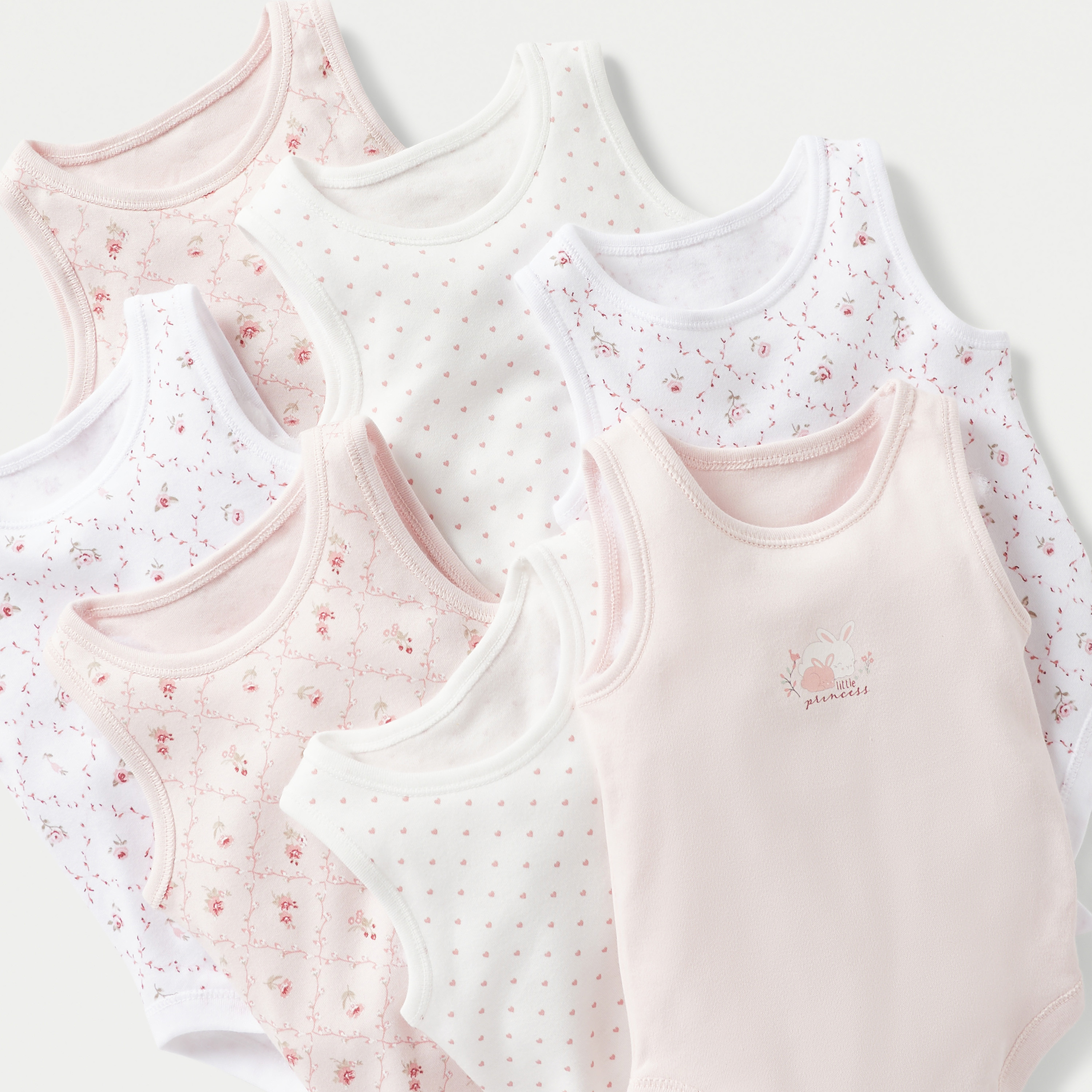 بودي سوت دون أكمام بطبعات من جونيورز - طقم من 7 قطع-baby-girls-clothing-bodysuits-image-3