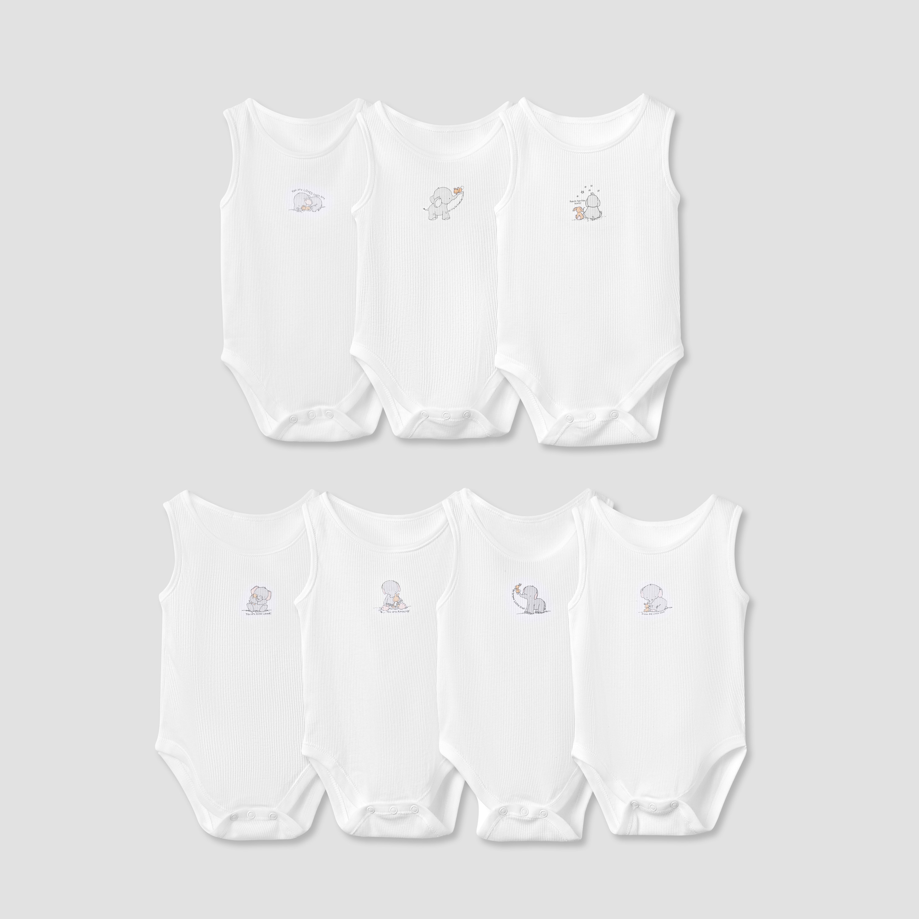 Juniors Elephant Print Sleeveless Bodysuit - Set of 7-baby-boys-clothing-multipacks-image-1