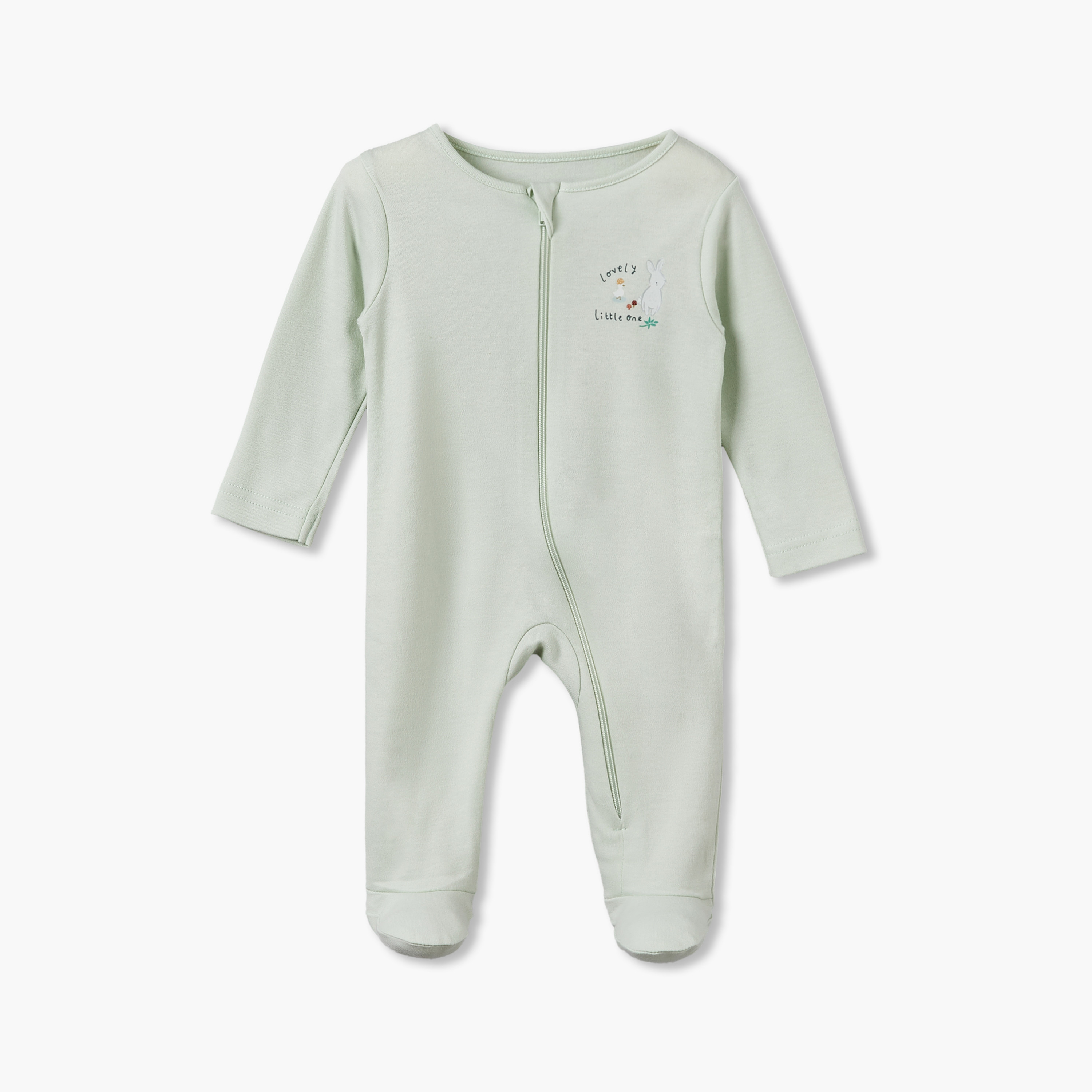 بدلة نوم قطنية بياقة مستديرة وأكمام طويلة وسحاب إغلاق من جونيورز - طقم من 3 قطع-baby-girls-clothing-nightwear-sleepsuits-image-3