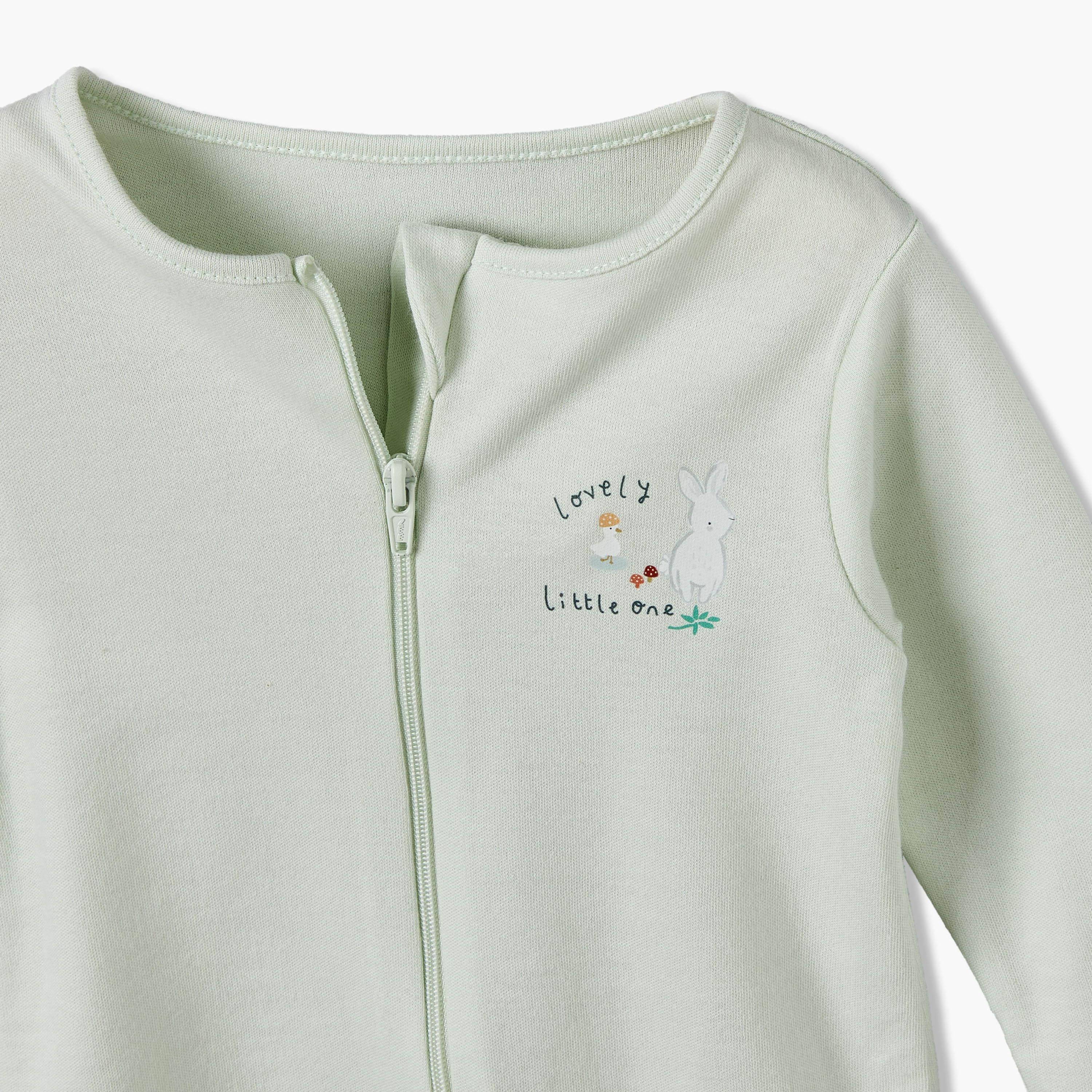 بدلة نوم قطنية بياقة مستديرة وأكمام طويلة وسحاب إغلاق من جونيورز - طقم من 3 قطع-baby-girls-clothing-nightwear-sleepsuits-image-6