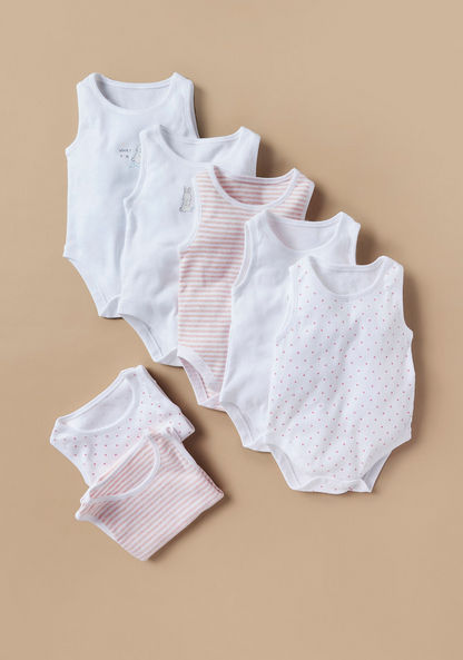 Juniors Printed Sleeveless Bodysuit - Set of 7-Multipacks-image-0