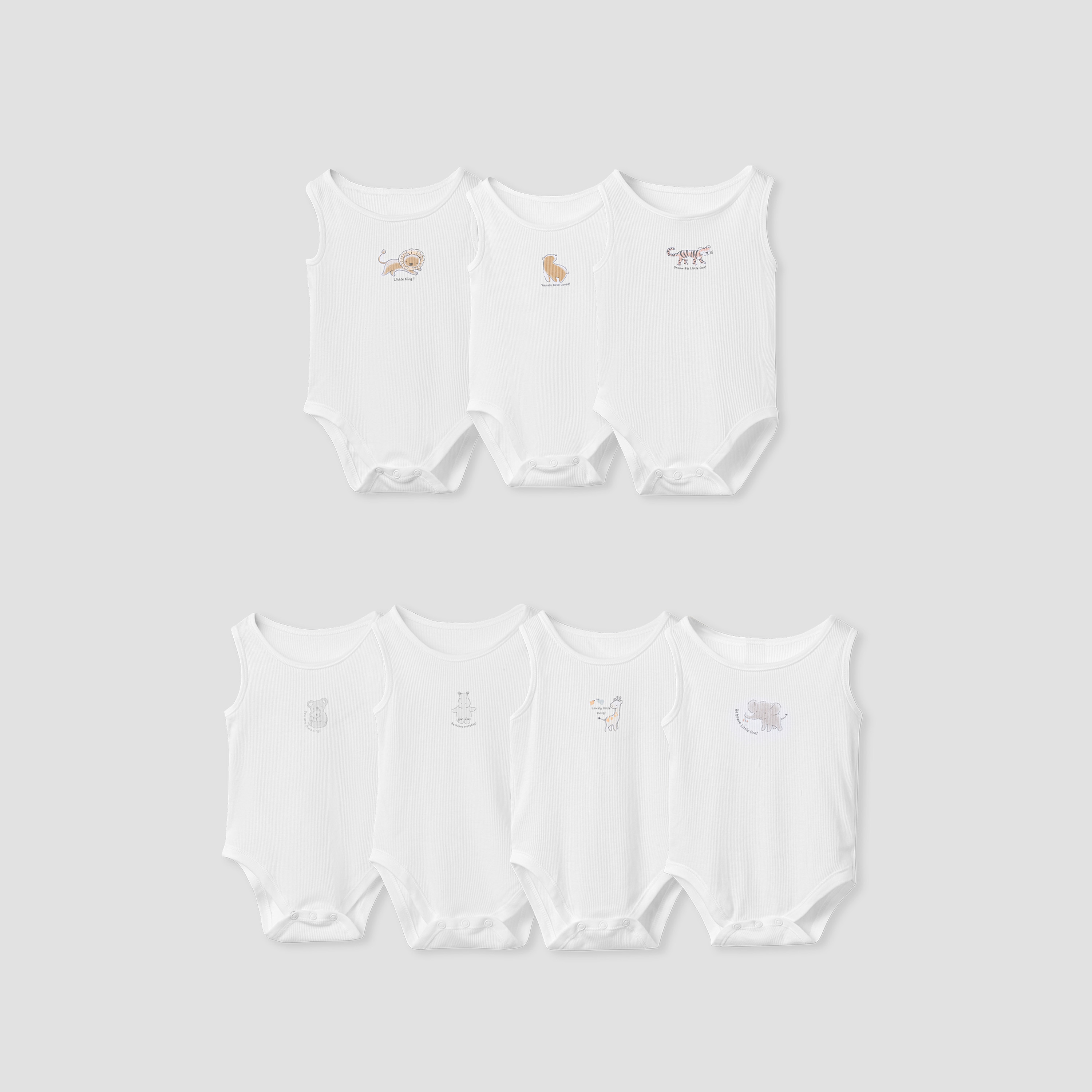 Juniors Animal Print Sleeveless Bodysuit - Set of 7-baby-boys-clothing-bodysuits-image-1