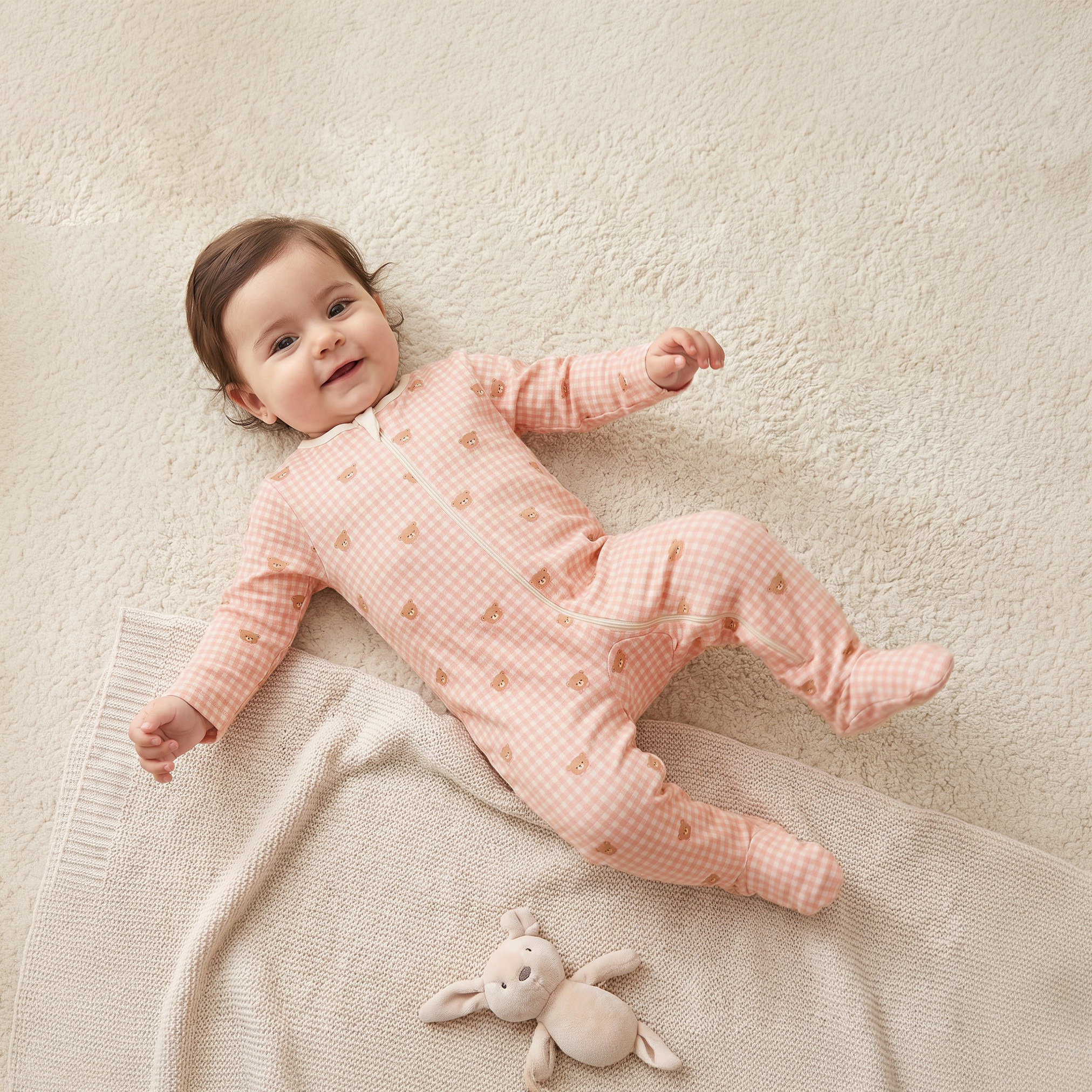 بدلات نوم قطن بياقة ضيقة وسحاب إغلاق وأكمام طويلة من جونيورز - عبوة 3 قطع-baby-girls-clothing-nightwear-sleepsuits-image-2