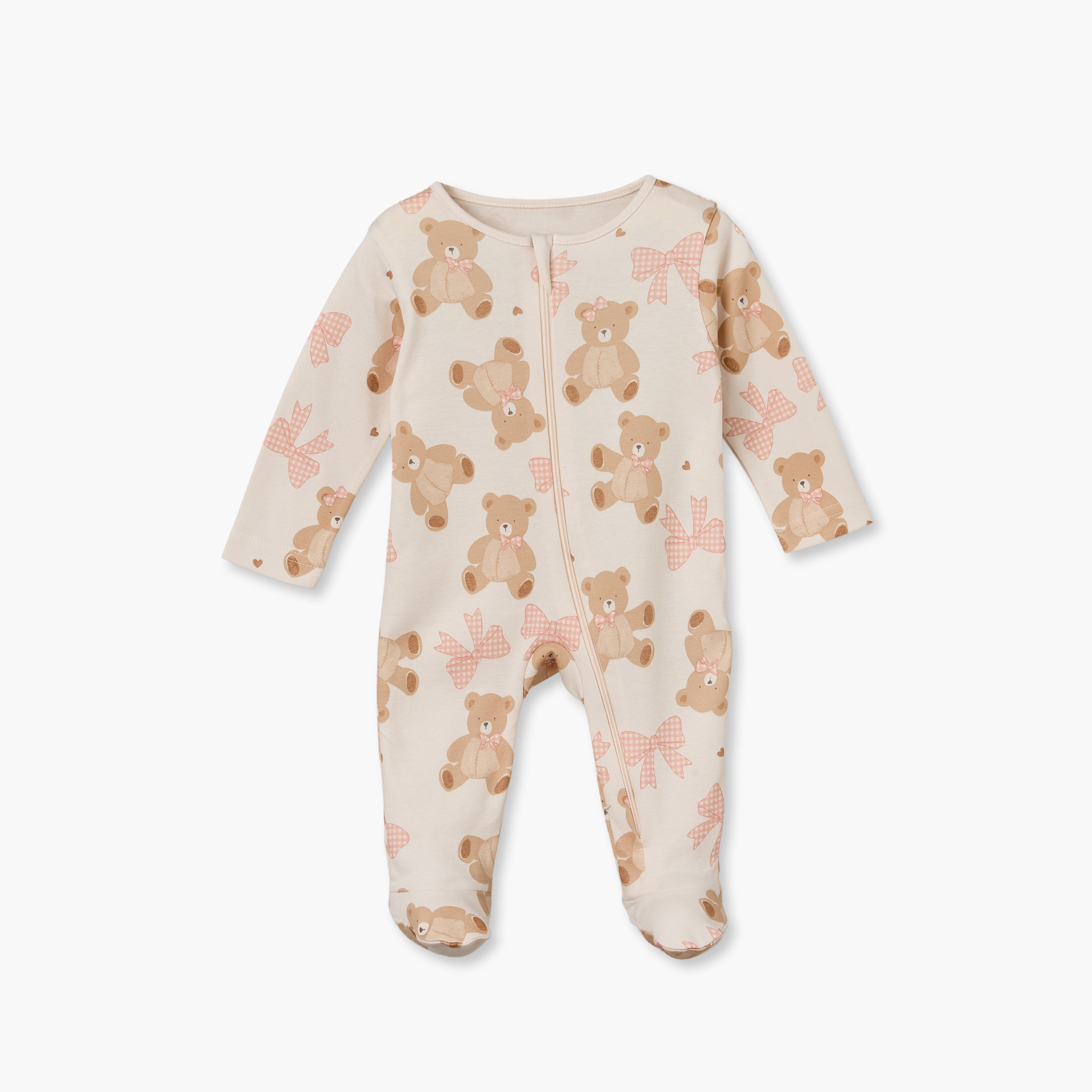 بدلات نوم قطن بياقة ضيقة وسحاب إغلاق وأكمام طويلة من جونيورز - عبوة 3 قطع-baby-girls-clothing-nightwear-sleepsuits-image-3