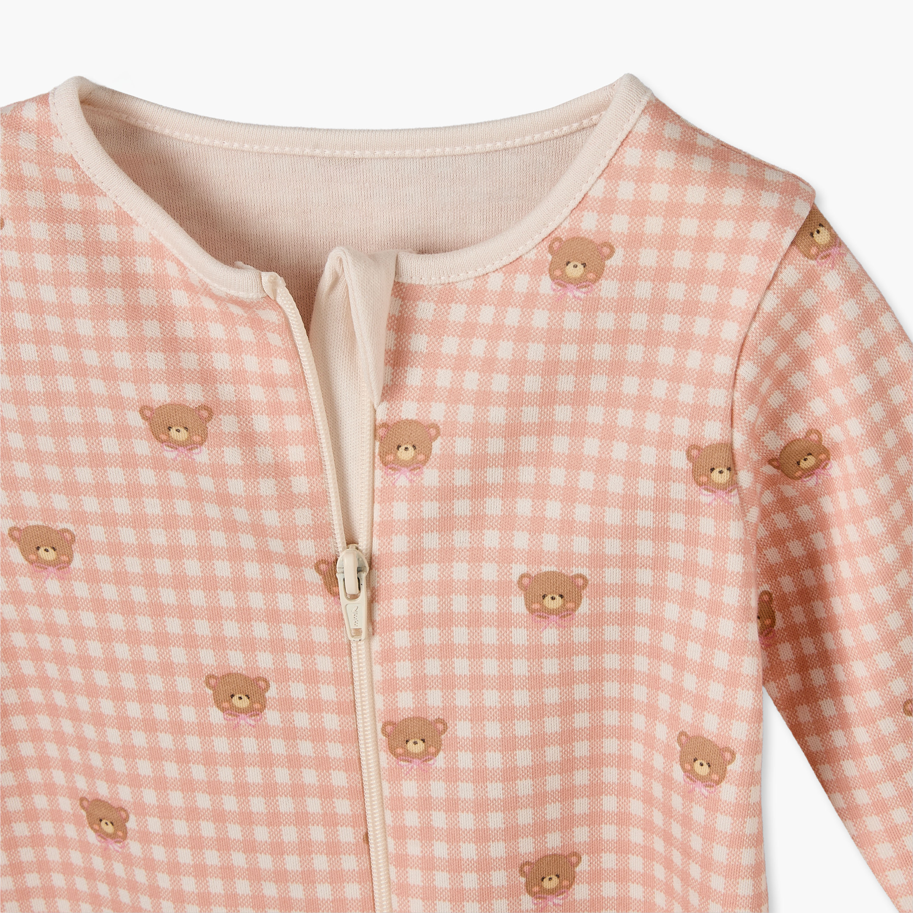 بدلات نوم قطن بياقة ضيقة وسحاب إغلاق وأكمام طويلة من جونيورز - عبوة 3 قطع-baby-girls-clothing-nightwear-sleepsuits-image-7