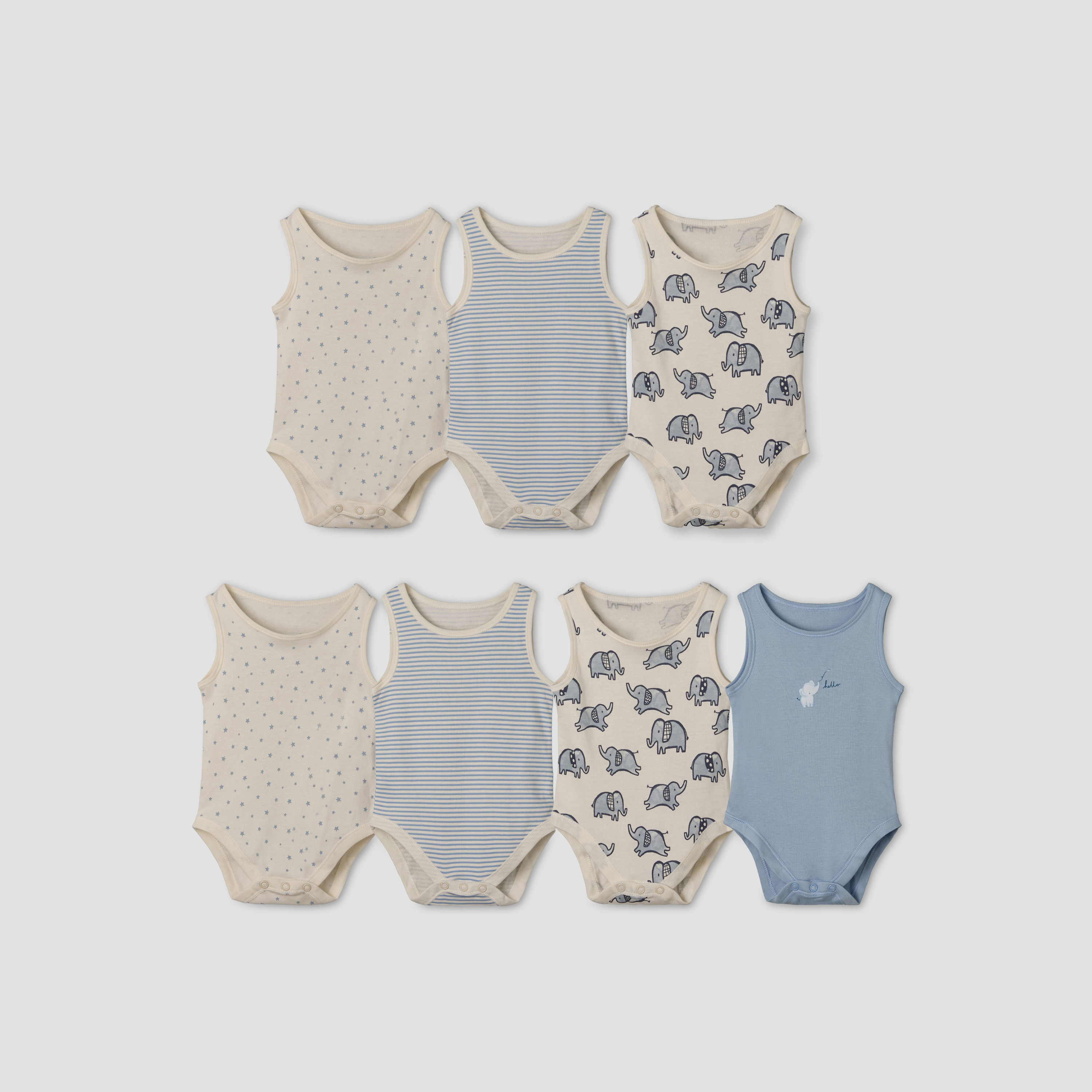 Set of 7 Juniors Round Neck Sleeveless Bodysuit with Print-baby-boys-clothing-bodysuits-image-1