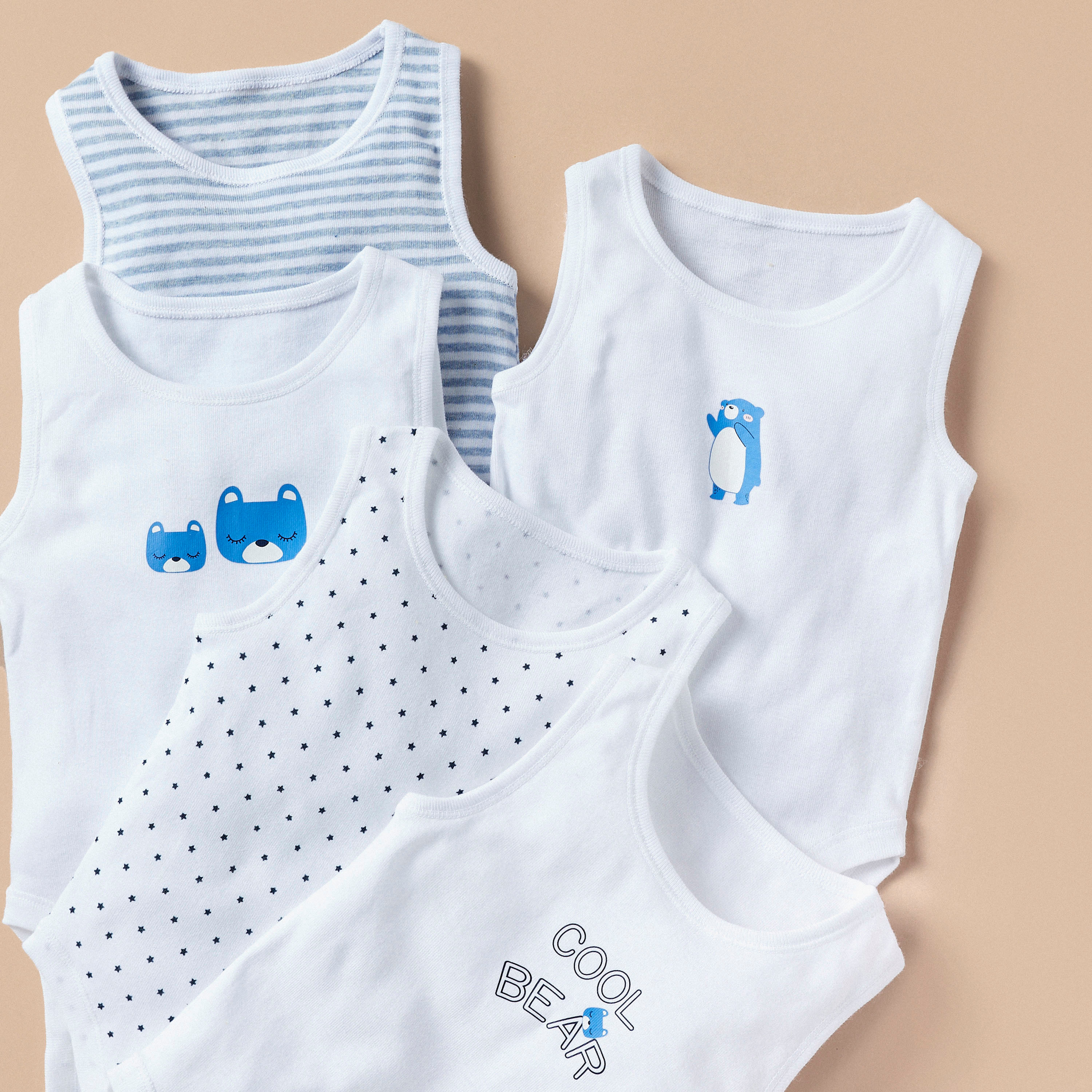 Juniors Printed Sleeveless Bodysuit with Snap Button Closure - Set of 7-baby-girls-clothing-bodysuits-image-3