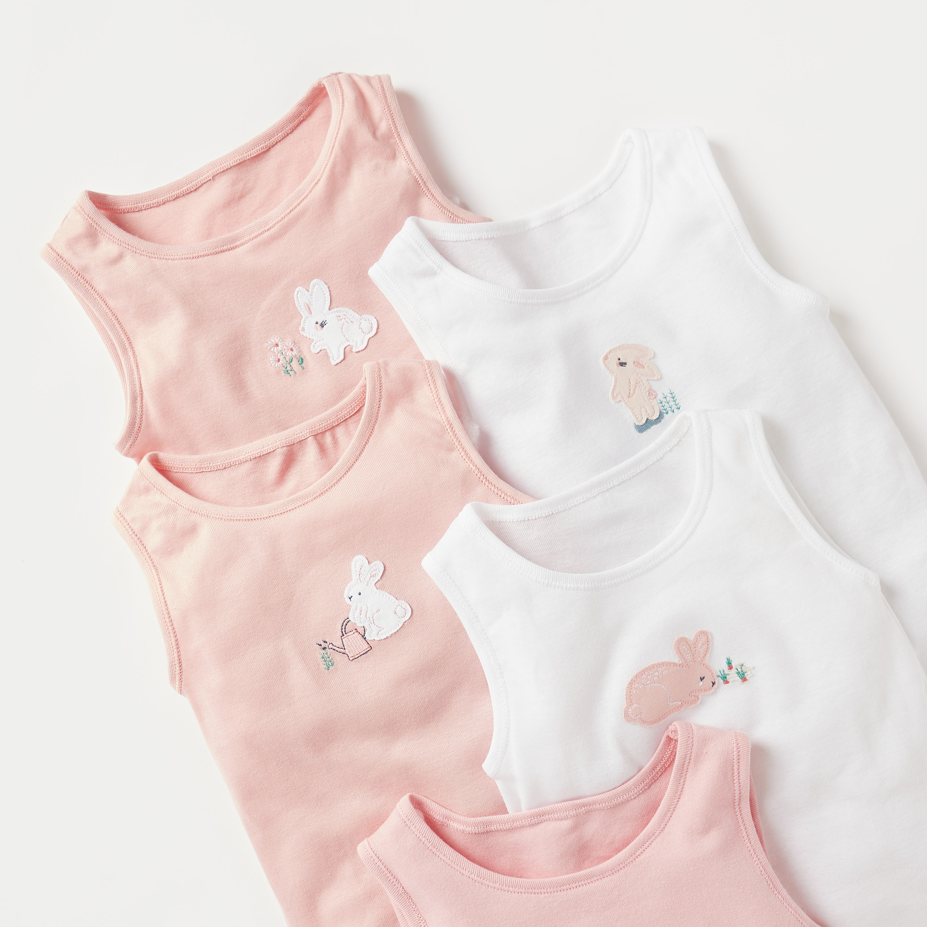 بودي سوت دون أكمام بزينة أرنب من جونيورز - طقم من 5 قطع-baby-girls-clothing-bodysuits-image-3