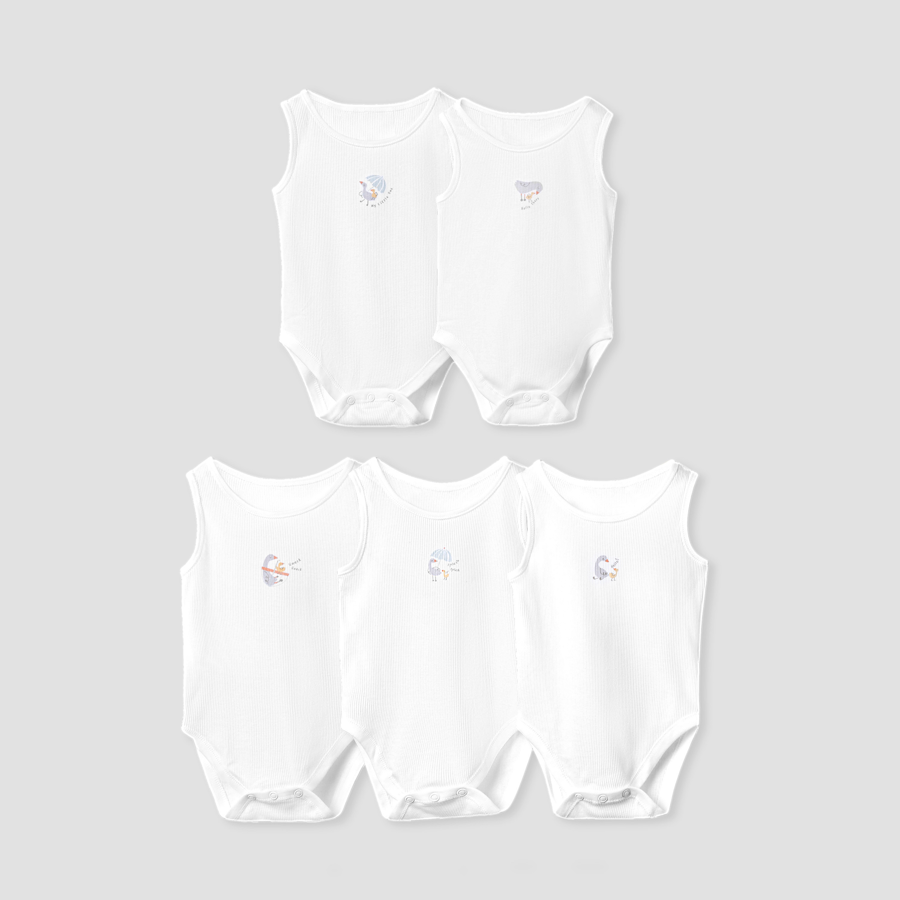 بودي سوت مضلع دون أكمام بأزرار إغلاق من جونيورز - طقم من 5 قطع-baby-boys-clothing-multipacks-image-1