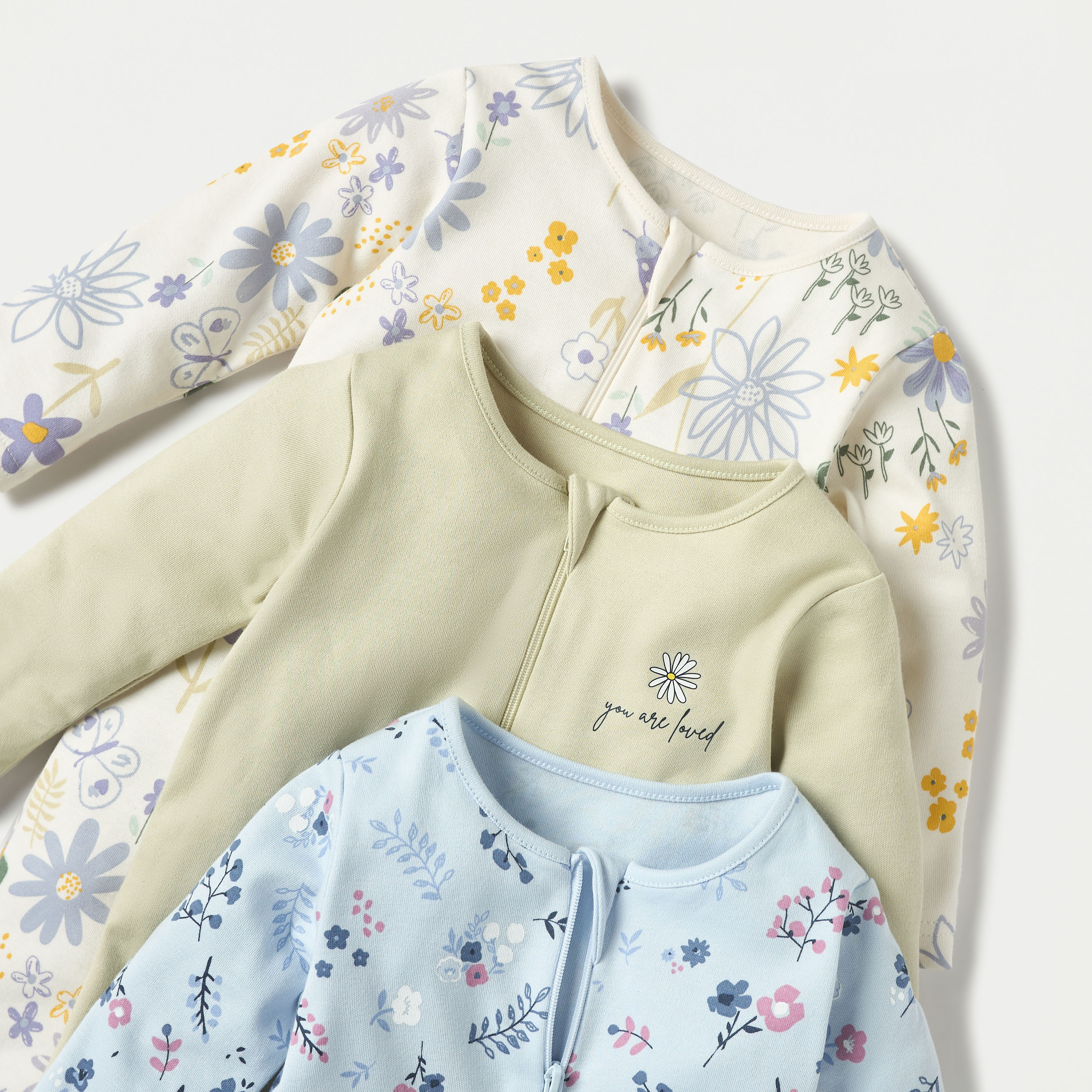 بدلات نوم مُغلقة القدمين بسحّاب إغلاق وطبعات من جونيورز - طقم 3 قطع-baby-girls-clothing-nightwear-sleepsuits-image-6