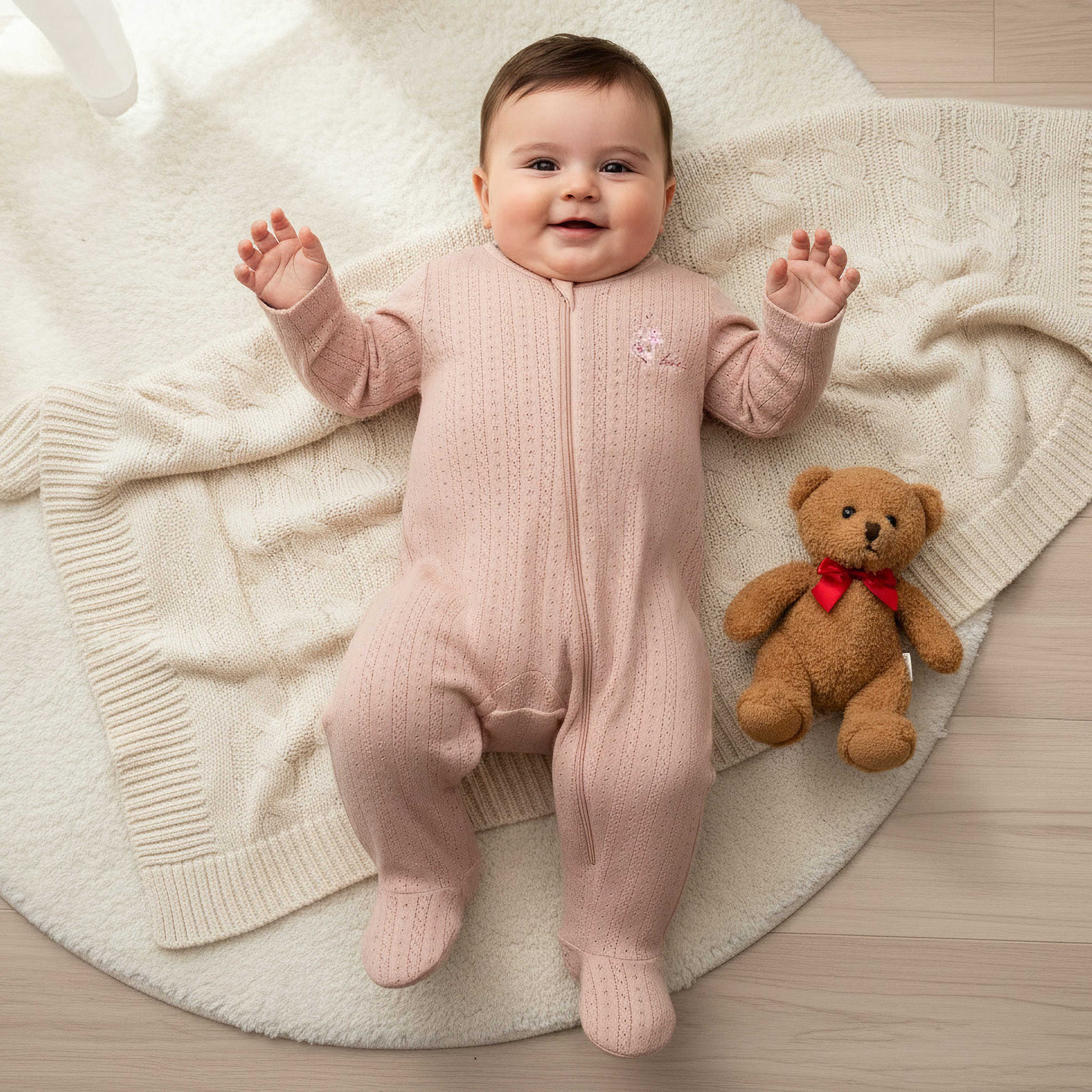 طقم بدلات نوم قطن بياقة مستديرة وأكمام طويلة وسحاب إغلاق 3 قطع من جونيورز-baby-girls-clothing-nightwear-sleepsuits-image-6