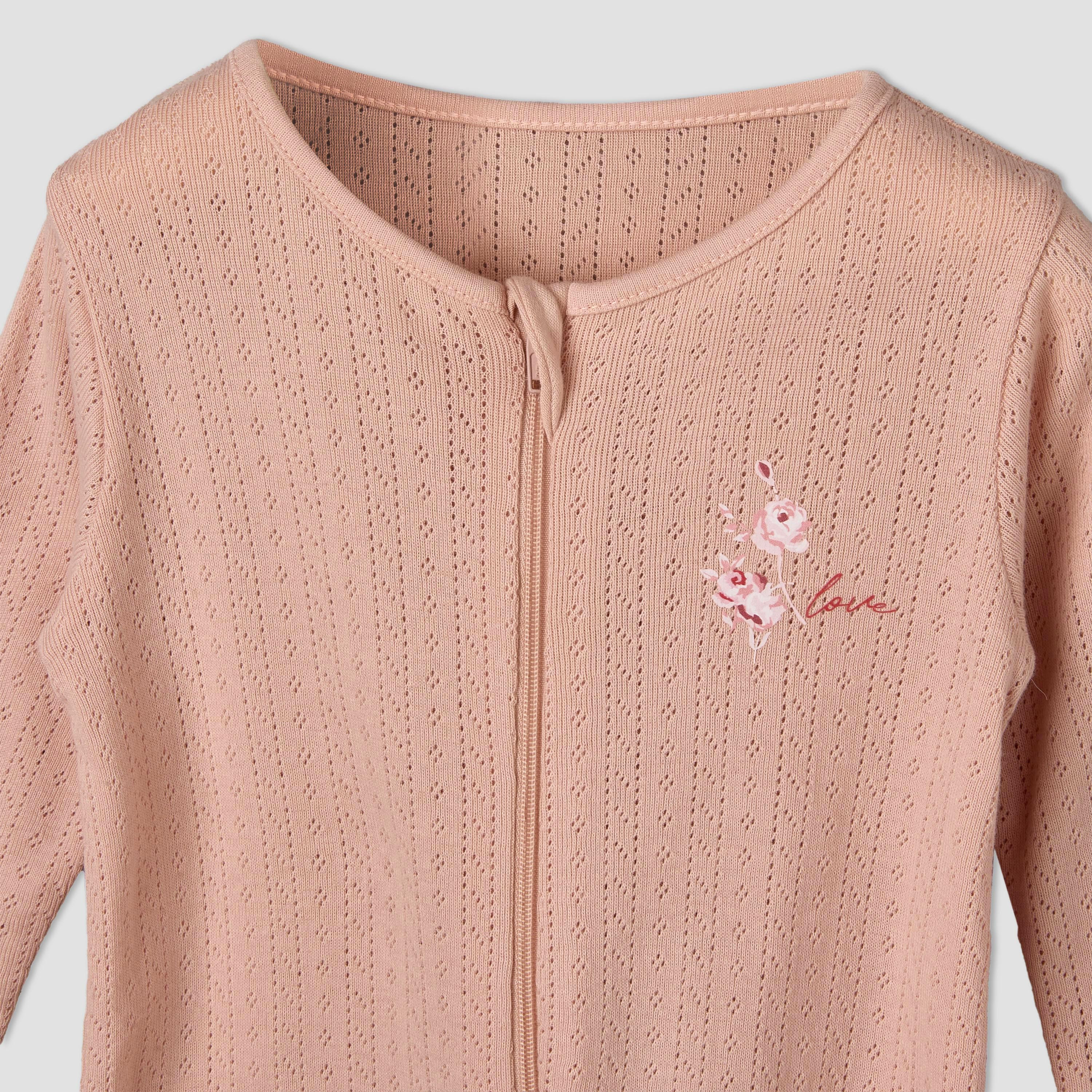 طقم بدلات نوم قطن بياقة مستديرة وأكمام طويلة وسحاب إغلاق 3 قطع من جونيورز-baby-girls-clothing-nightwear-sleepsuits-image-2