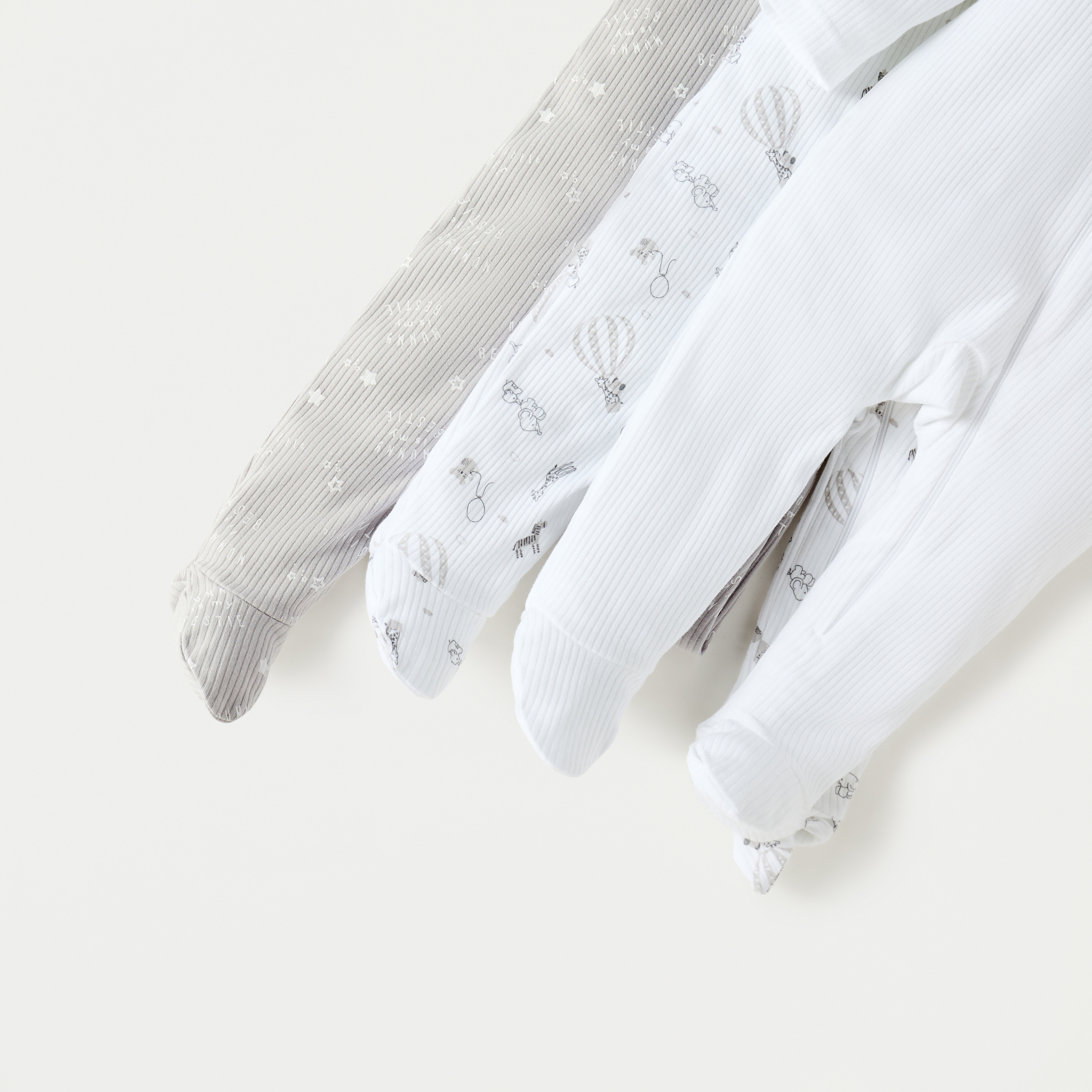 بدلة نوم بأكمام طويلة وأقدام مغلقة وسحاب إغلاق من جونيورز - طقم من 3 قطع-baby-girls-clothing-nightwear-sleepsuits-image-2