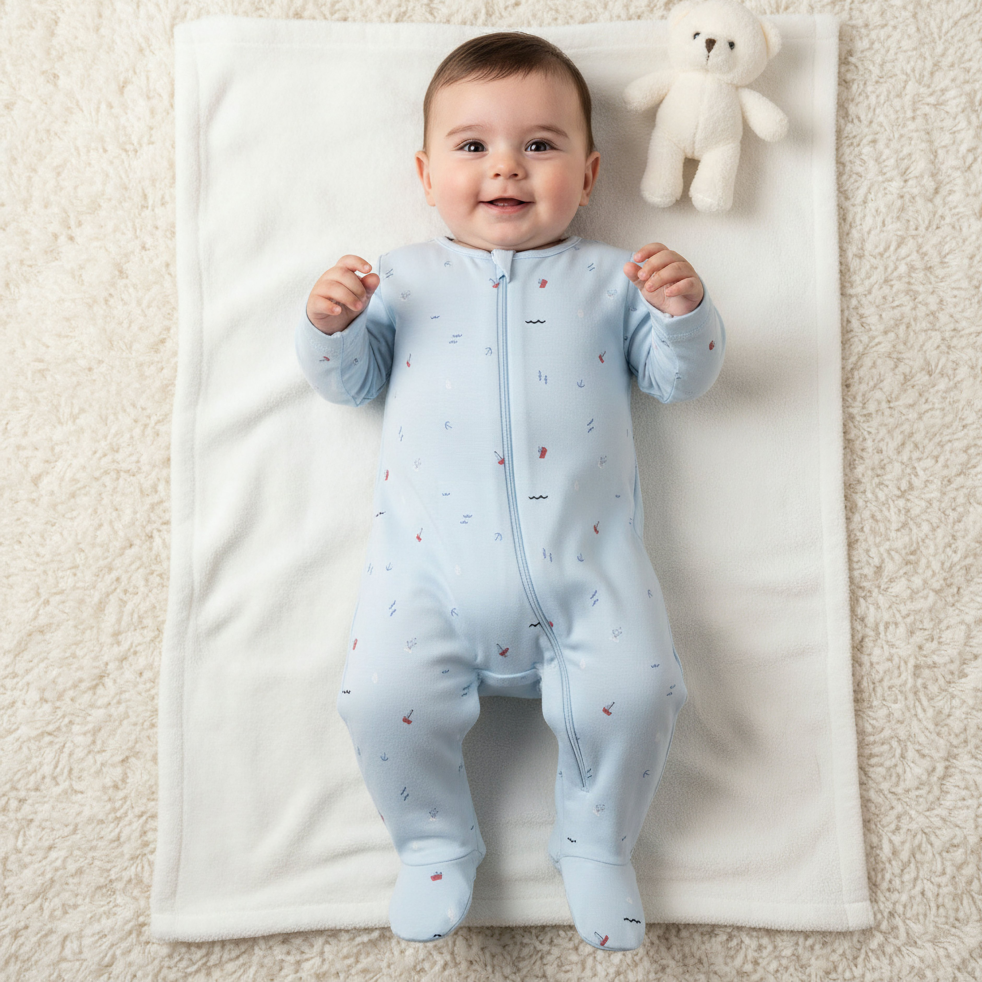 Pack of 3 Juniors Cotton Round Neck Long Sleeves Sleepsuit with Sailboat Print-promo_babyshop_Buy2for115_UAE130126-image-2