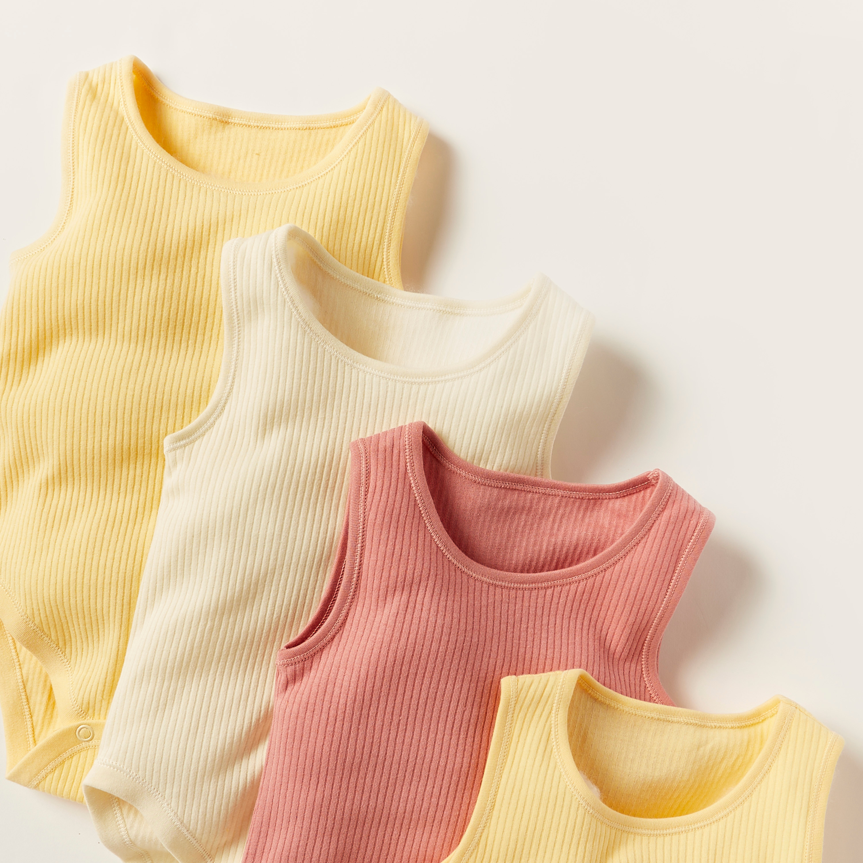 Juniors Textured Sleeveless Bodysuit with Snap Button Closure - Set of 7-baby-girls-clothing-bodysuits-image-3