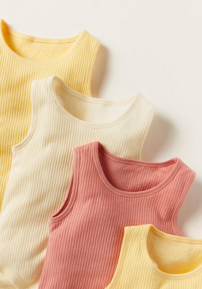 Juniors Textured Sleeveless Bodysuit with Snap Button Closure - Set of 7