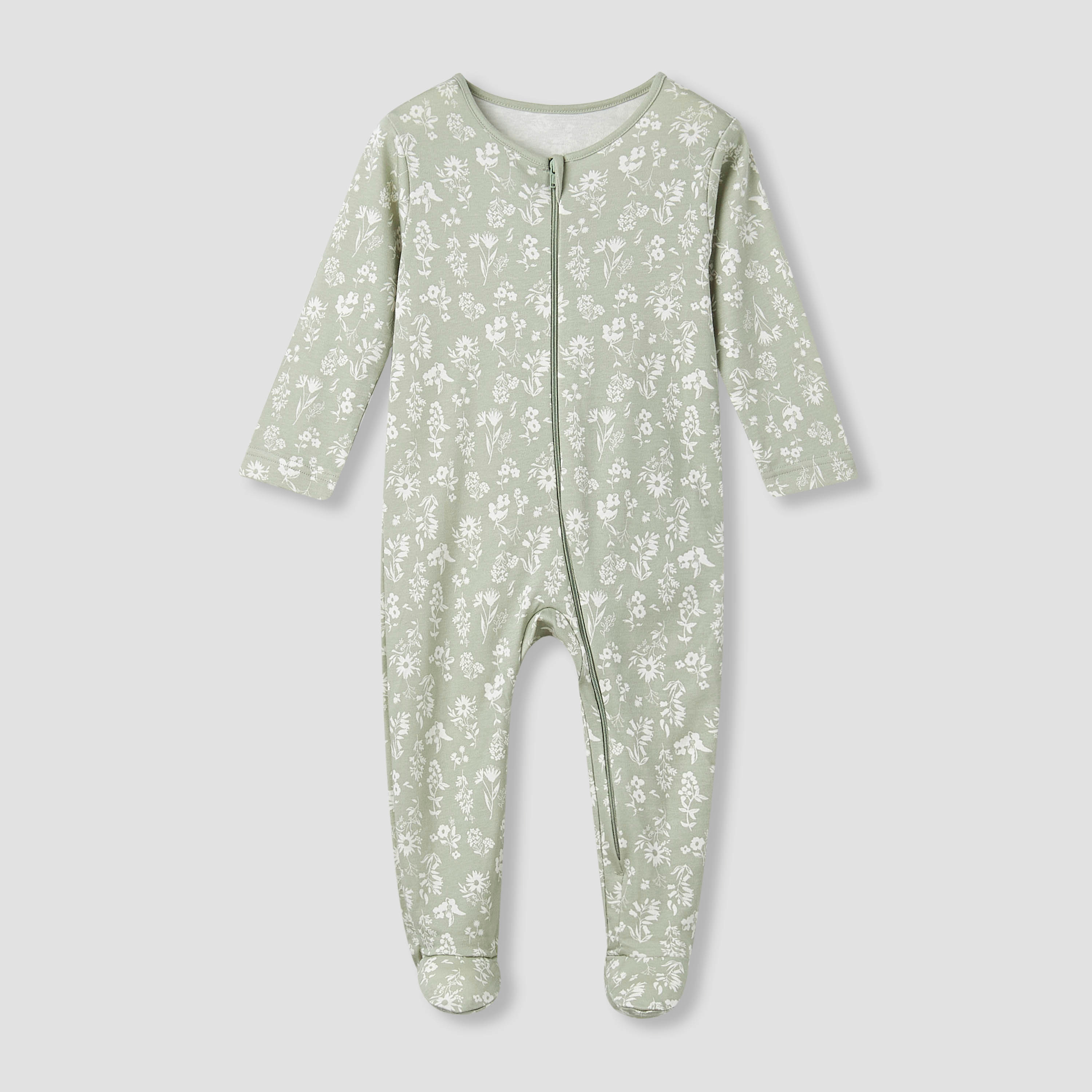Juniors Footed Sleepsuit with Floral Print - Cotton - Long Sleeves - Set of 5-baby-girls-clothing-nightwear-sleepsuits-image-2