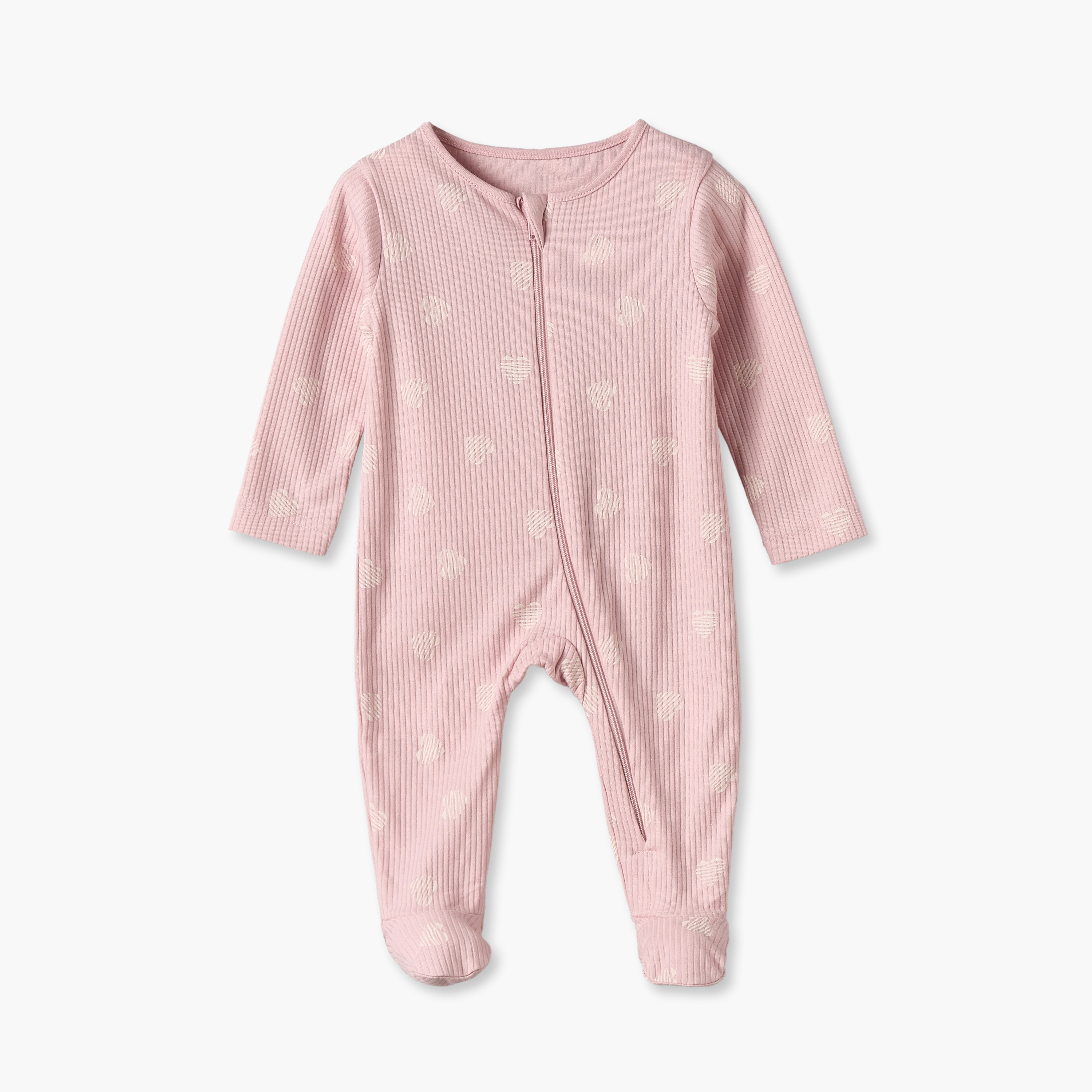 Pack of 5 Juniors Cotton Crew Neck Long Sleeves Sleepsuits with Heart Print-baby-girls-clothing-nightwear-sleepsuits-image-3