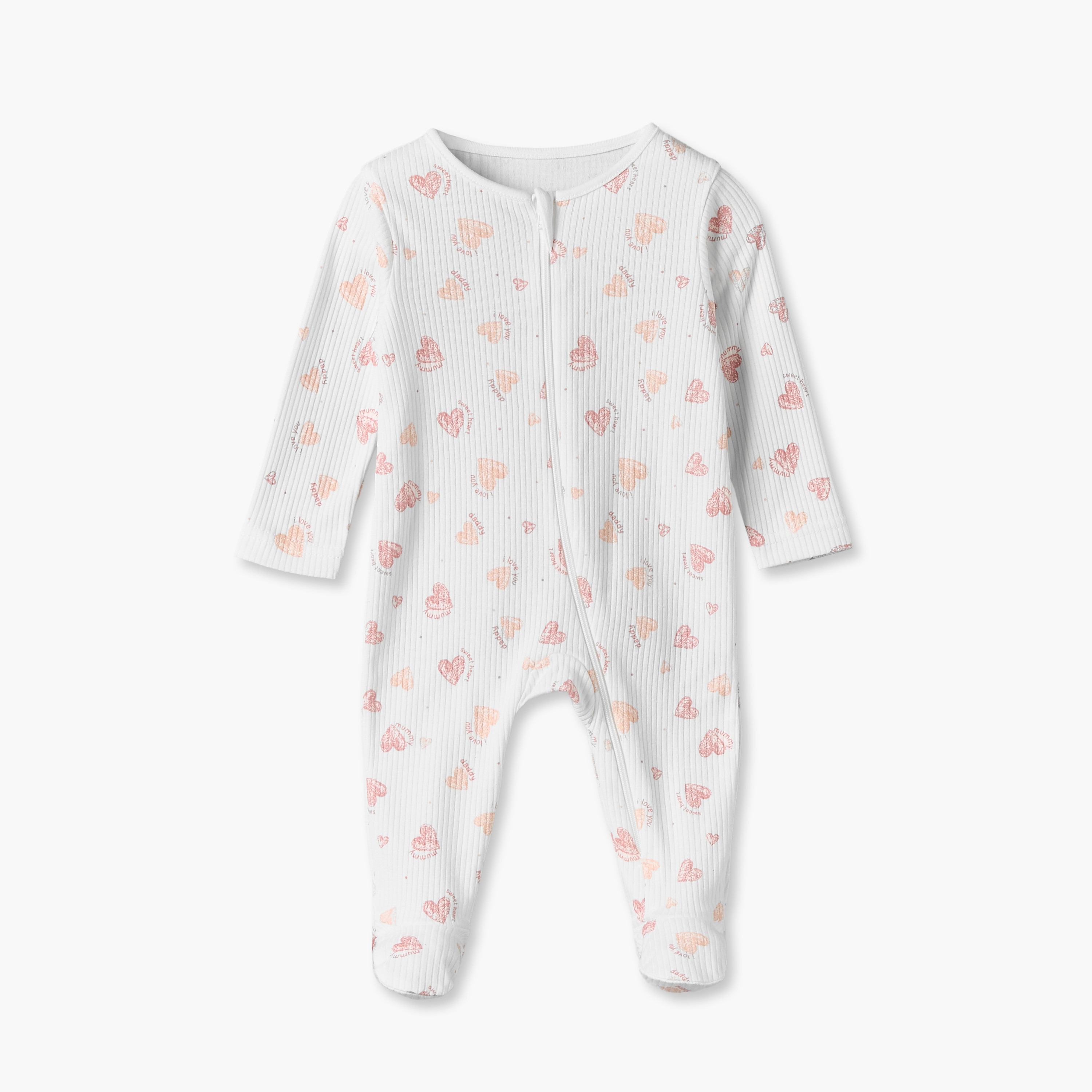 Pack of 5 Juniors Cotton Crew Neck Long Sleeves Sleepsuits with Heart Print-baby-girls-clothing-nightwear-sleepsuits-image-6
