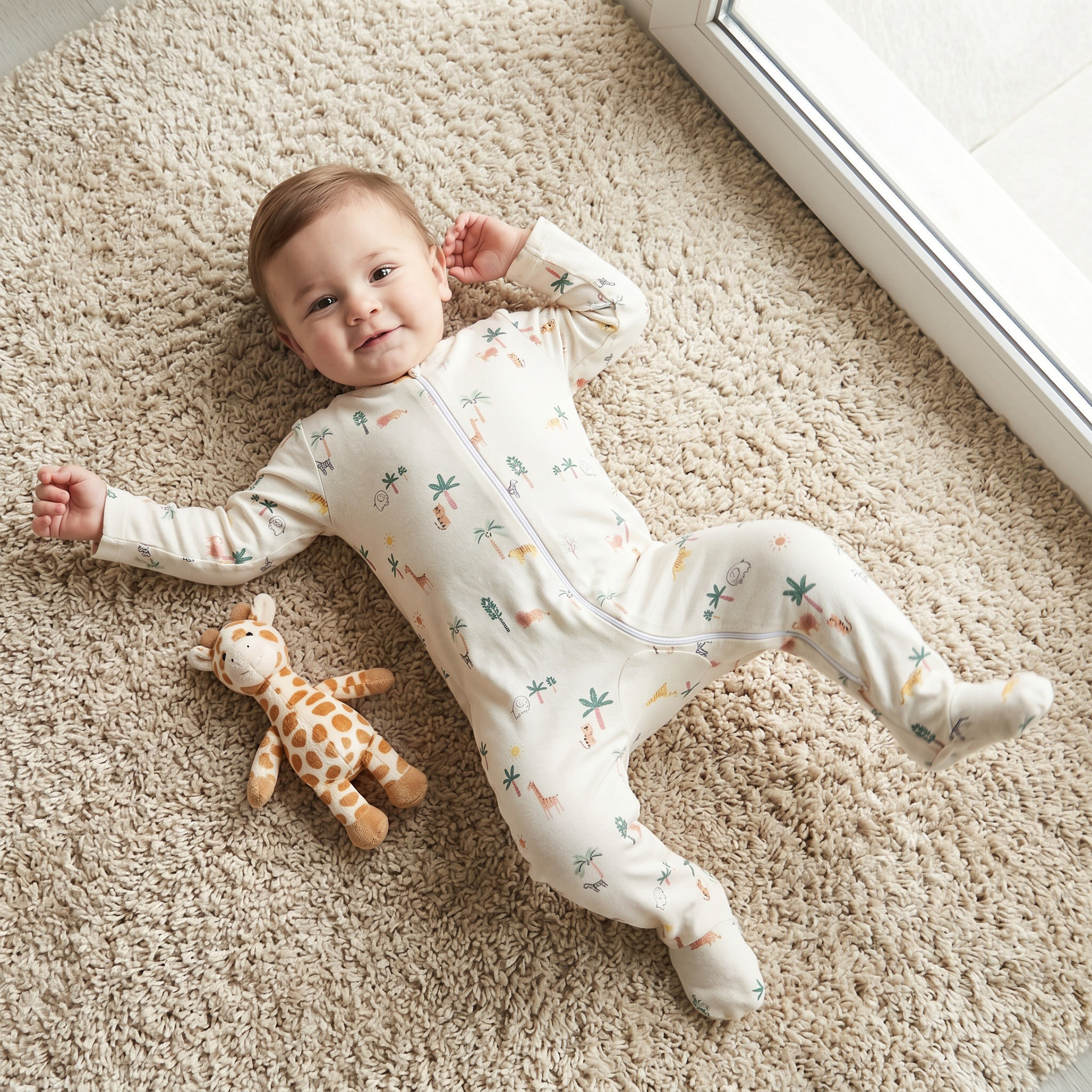 Pack of 3 Juniors Cotton Long Sleeves Sleepsuit with Safari Print-baby-boys-clothing-nightwear-sleepsuits-image-2