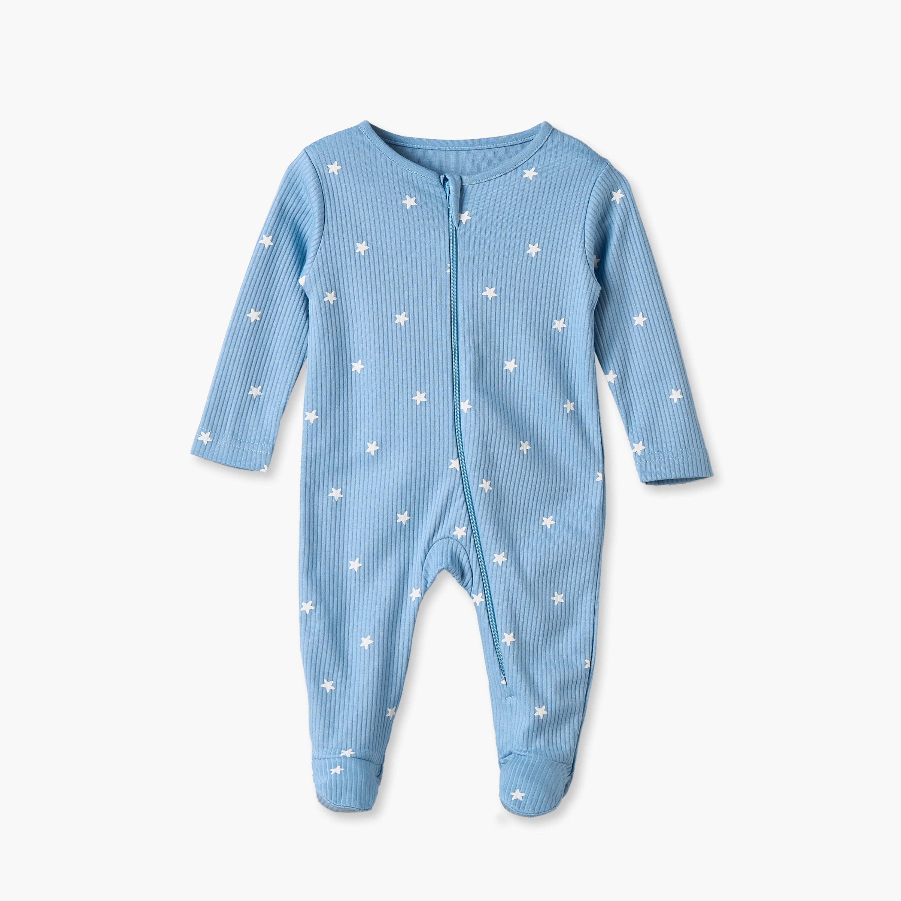 بدلة نوم من القطن بياقة ضيقة وأكمام طويلة بطبعات نجوم من جونيورز - عبوة من 5 قطع-baby-boys-clothing-nightwear-sleepsuits-image-3