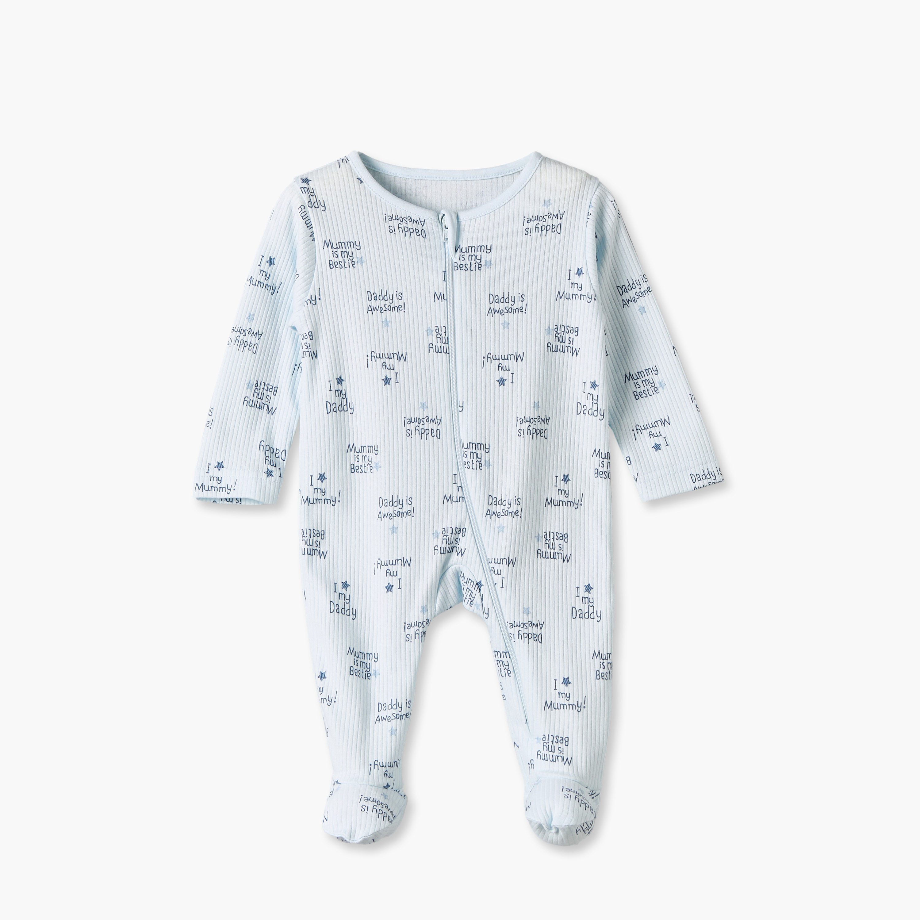 بدلة نوم من القطن بياقة ضيقة وأكمام طويلة بطبعات نجوم من جونيورز - عبوة من 5 قطع-baby-boys-clothing-nightwear-sleepsuits-image-6