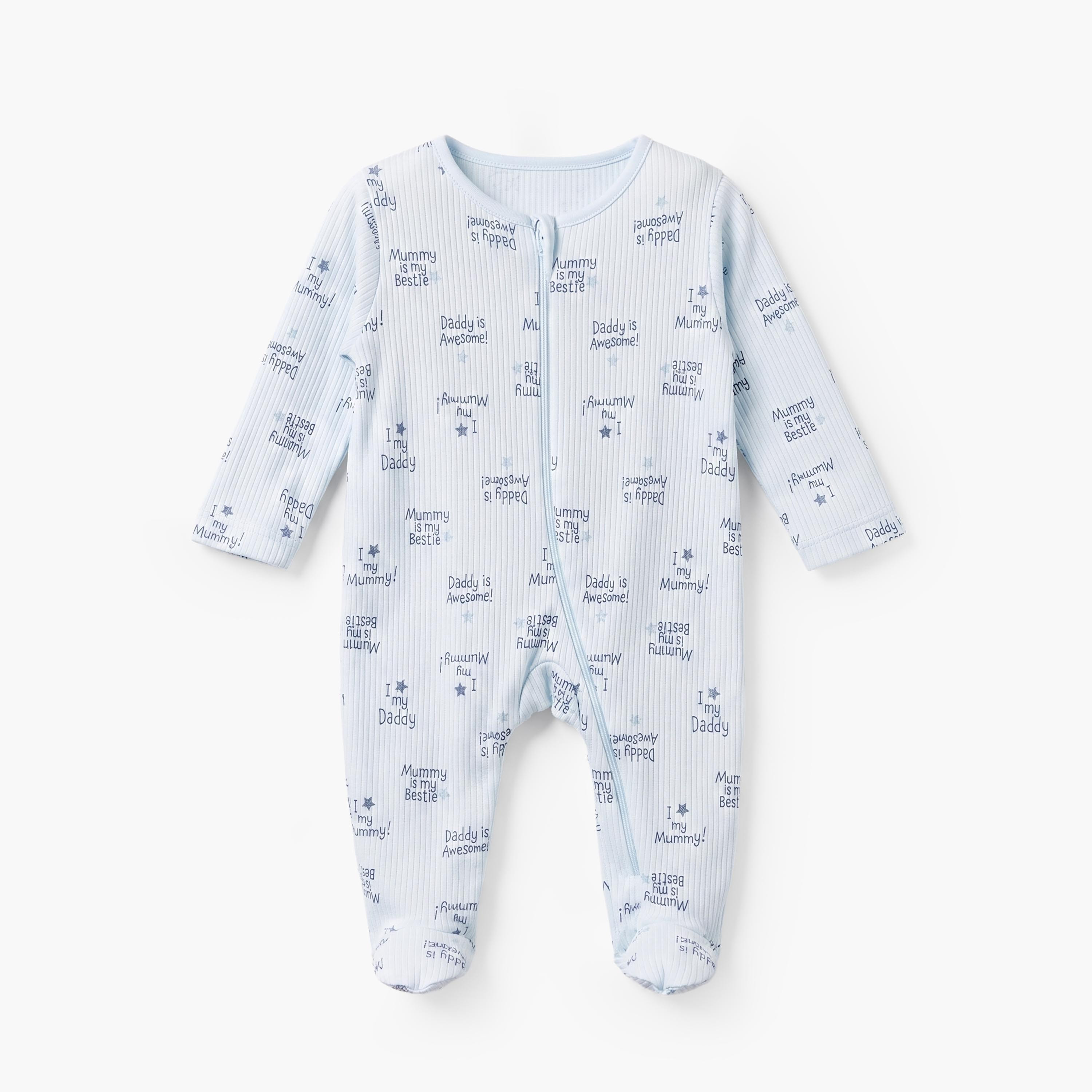 بدلة نوم من القطن بياقة ضيقة وأكمام طويلة بطبعات نجوم من جونيورز - عبوة من 5 قطع-baby-boys-clothing-nightwear-sleepsuits-image-7
