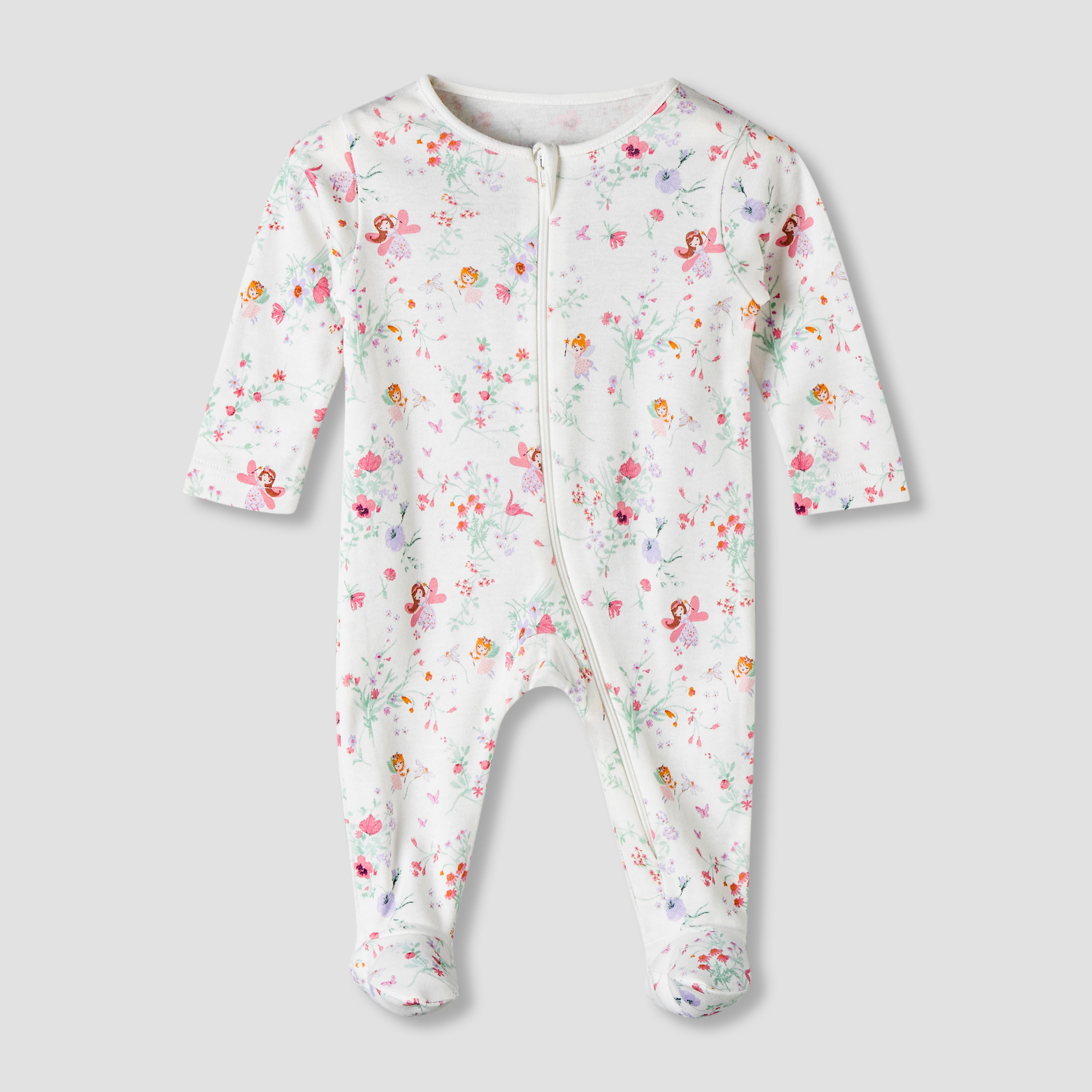 Pack of 5 Juniors Cotton Round Neck Long Sleeve Sleepsuit with Zip Closure-baby-girls-clothing-nightwear-sleepsuits-image-3