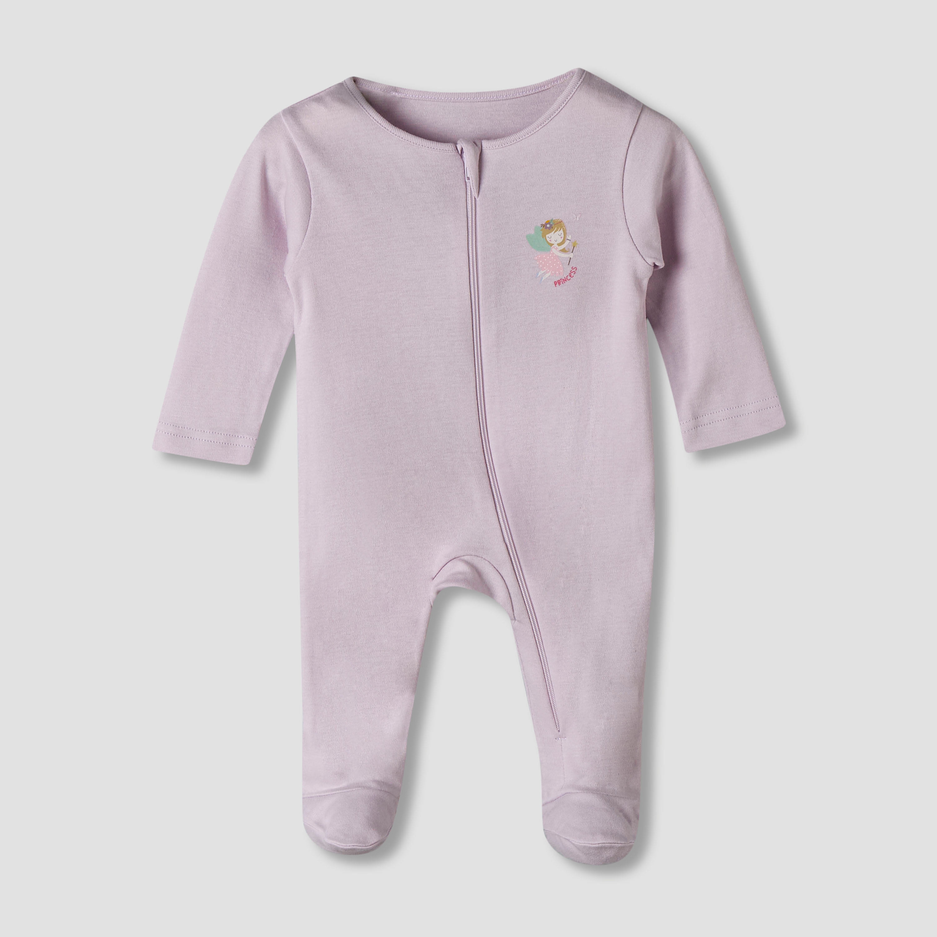Pack of 5 Juniors Cotton Round Neck Long Sleeve Sleepsuit with Zip Closure-baby-girls-clothing-nightwear-sleepsuits-image-4