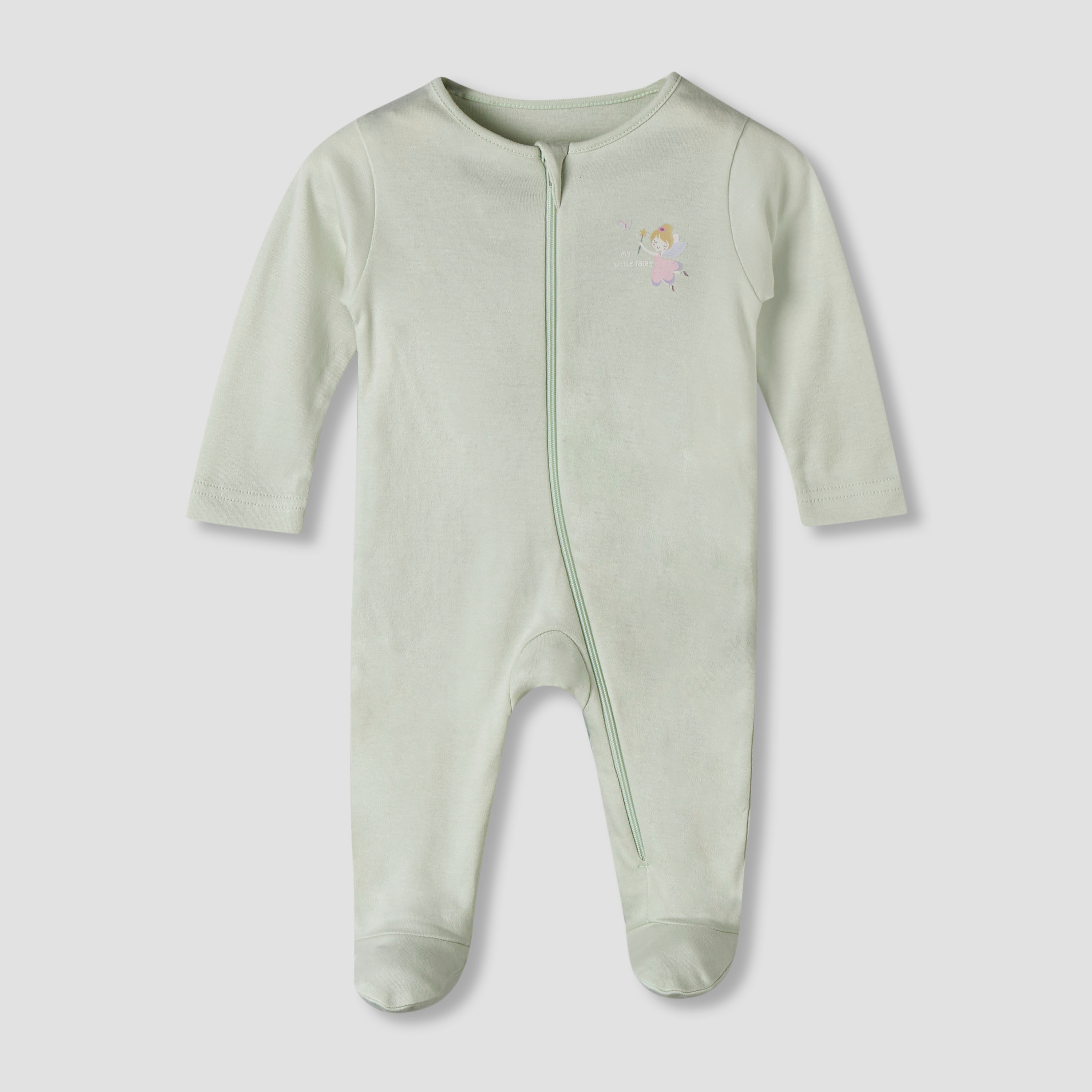 Pack of 5 Juniors Cotton Round Neck Long Sleeve Sleepsuit with Zip Closure-baby-girls-clothing-nightwear-sleepsuits-image-5