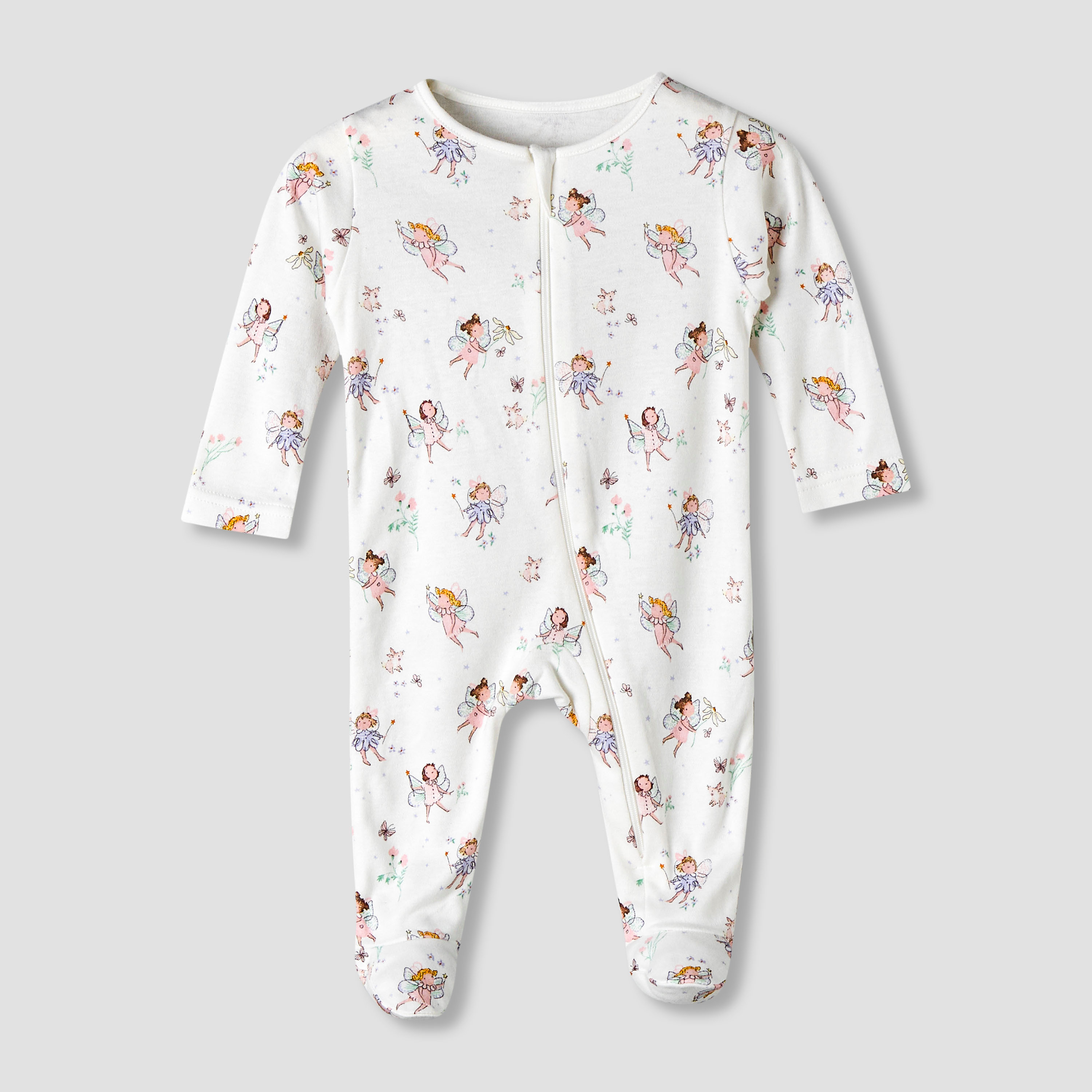Pack of 5 Juniors Cotton Round Neck Long Sleeve Sleepsuit with Zip Closure-baby-girls-clothing-nightwear-sleepsuits-image-6