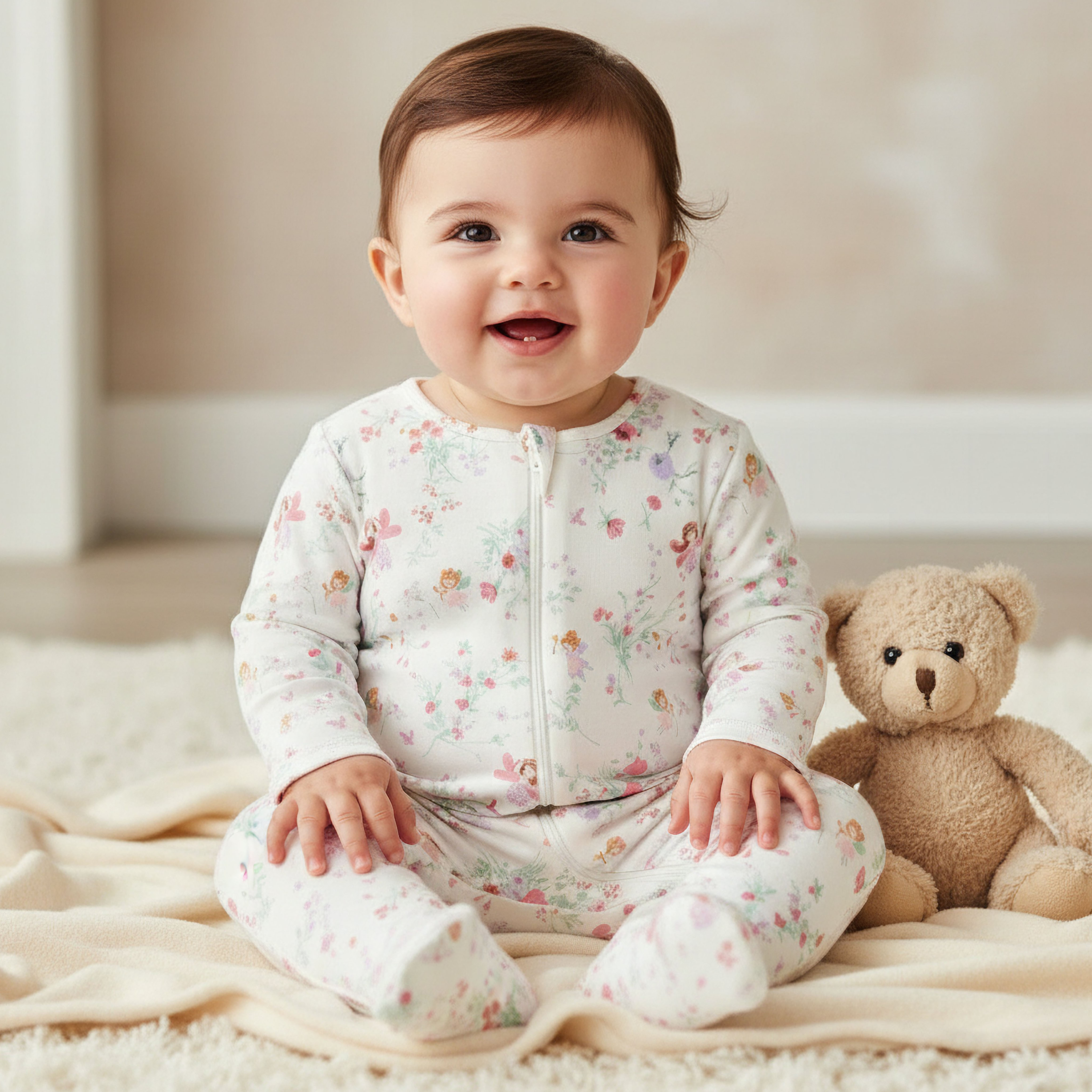 Pack of 5 Juniors Cotton Round Neck Long Sleeve Sleepsuit with Zip Closure-baby-girls-clothing-nightwear-sleepsuits-image-2