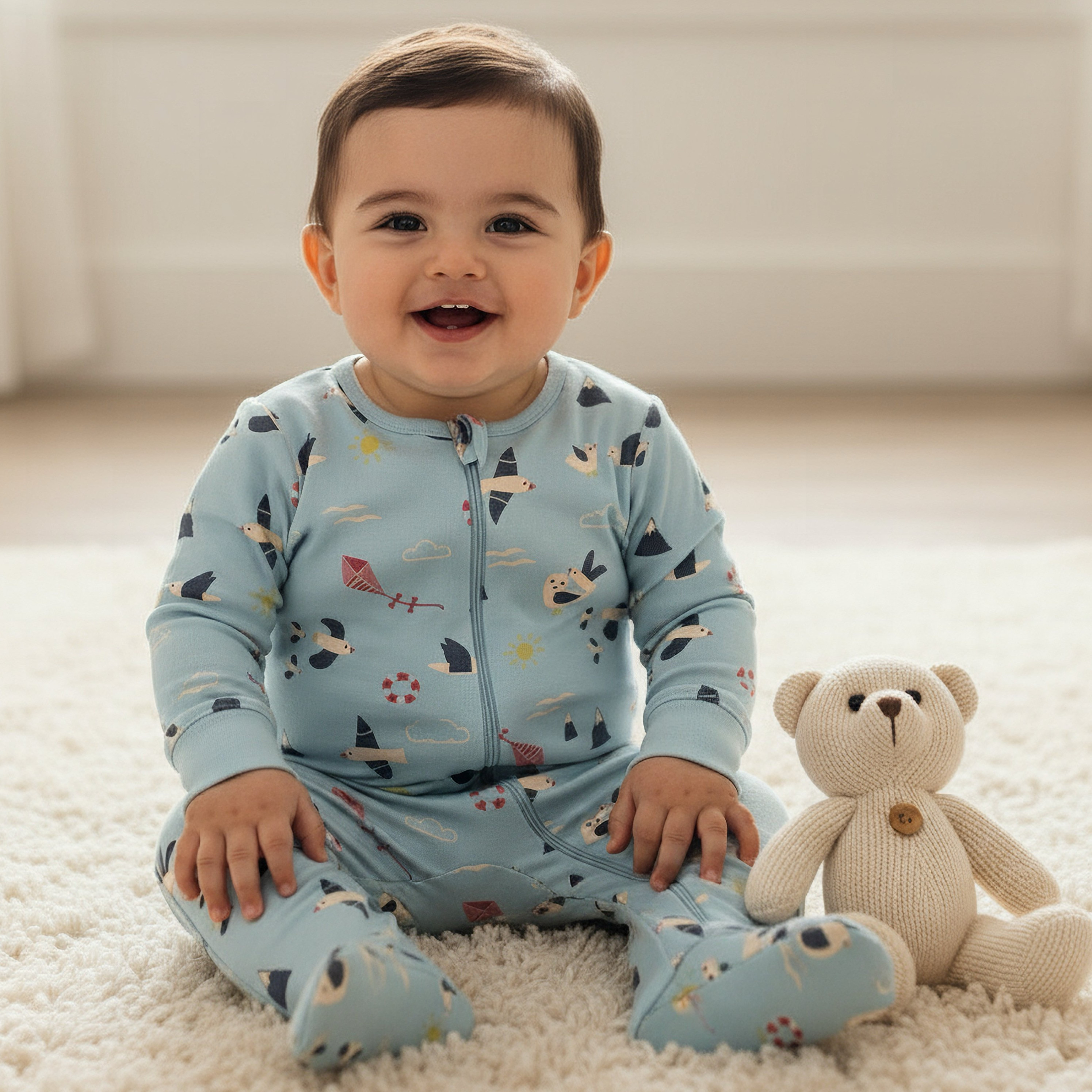 Juniors Bird Print Sleeveless Bodysuit with Snap Button Closure - Set of 7-baby-boys-clothing-multipacks-image-2