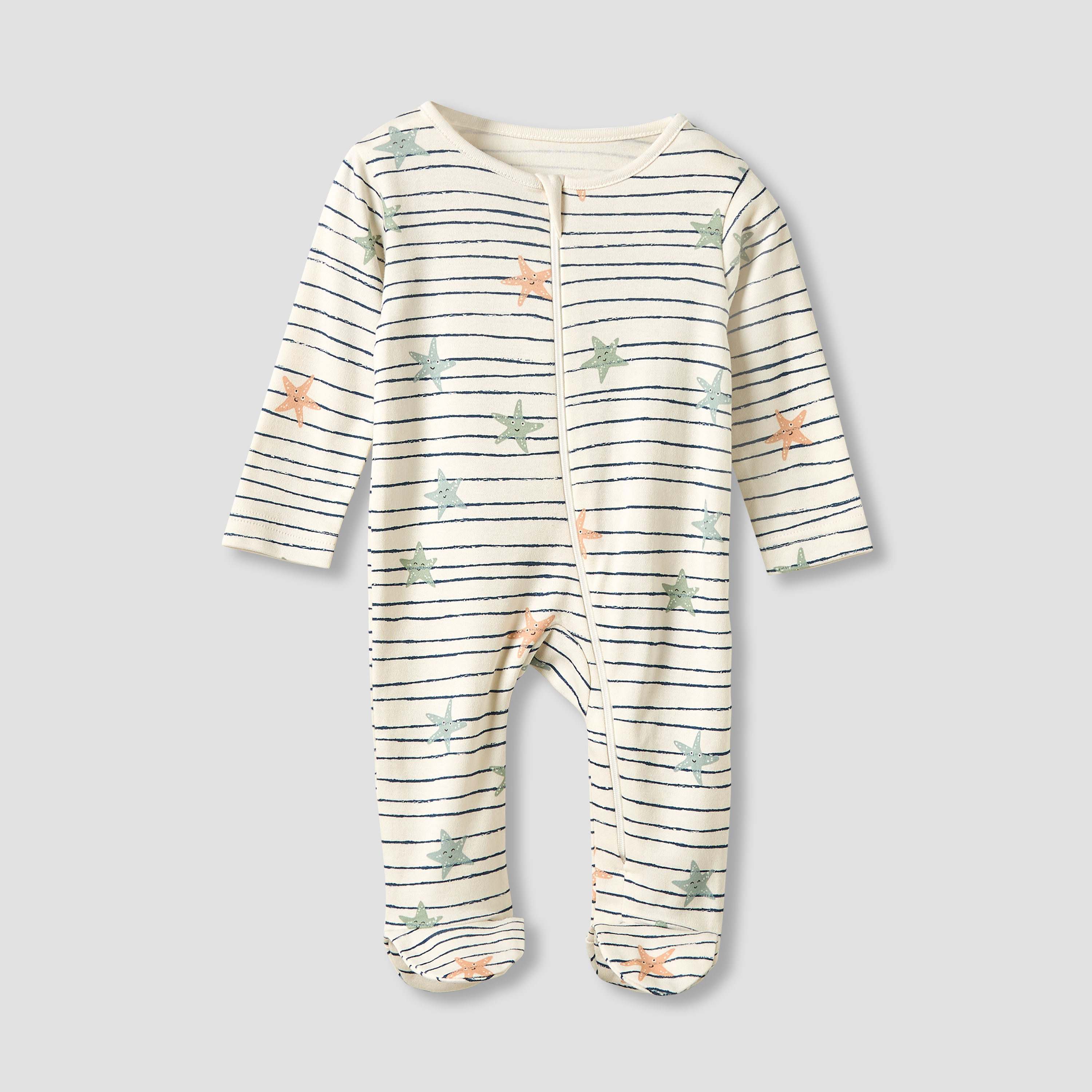 بدلة نوم قطن بياقة مستديرة وأقدام مغلقة وأكمام طويلة من جونيورز - طقم من 5 قطع-baby-boys-clothing-nightwear-sleepsuits-image-2