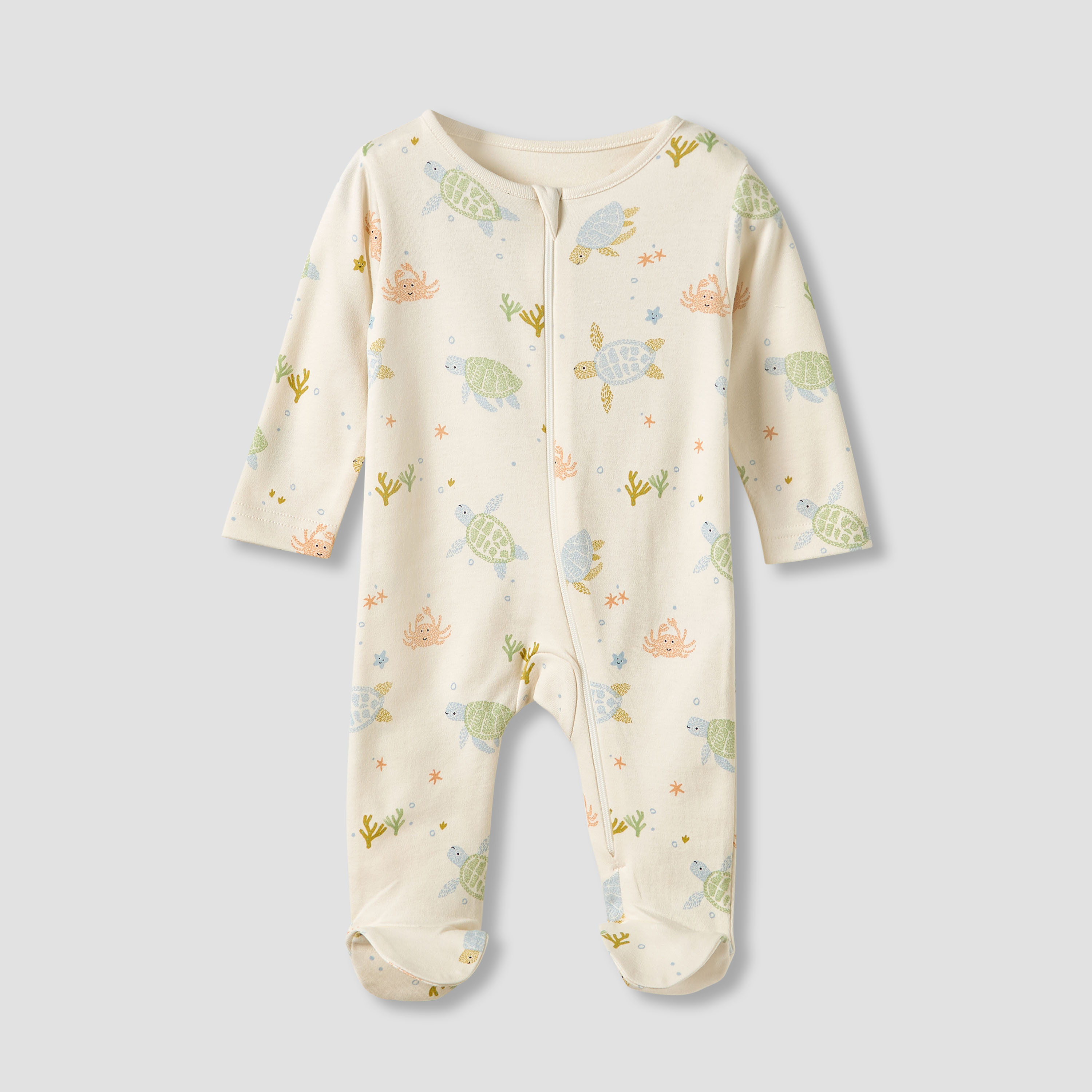 بدلة نوم قطن بياقة مستديرة وأقدام مغلقة وأكمام طويلة من جونيورز - طقم من 5 قطع-baby-boys-clothing-nightwear-sleepsuits-image-3
